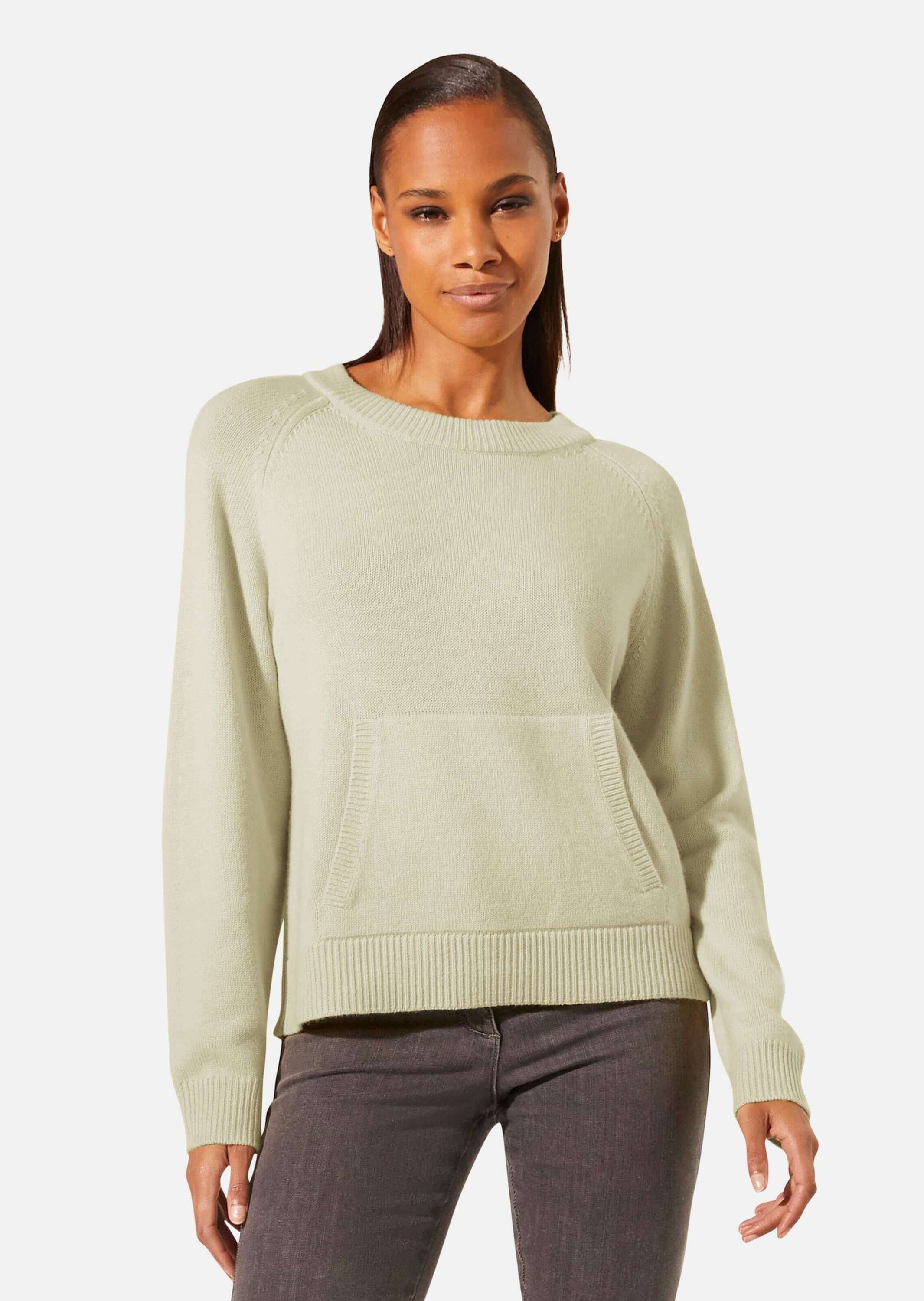 MADELEINE Longpullover »Pullover Rundhals-Pullover mit Känguru-Taschen«