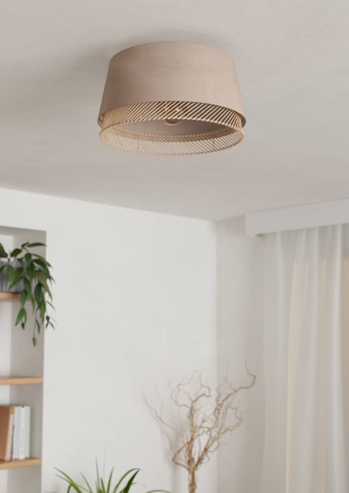 EGLO Deckenleuchte »TABLEY«, 1 flammig, Leuchtmittel E27 | ohne Leuchtmittel, Deckenleuchte, Wohnzimmerlampe, Leinen und Bambus, Aufbaulampe, Ø 38cm