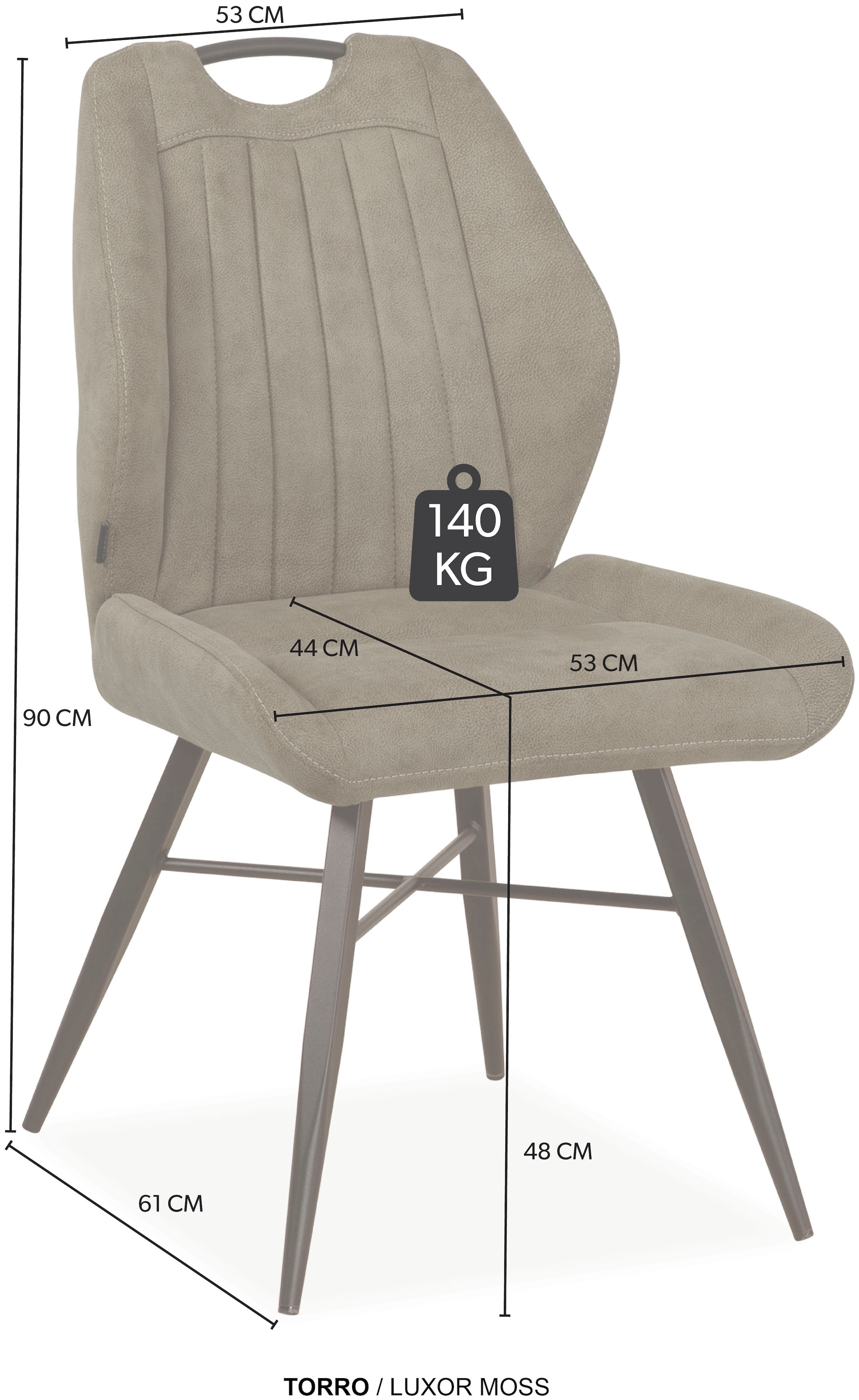 OMG Design Esszimmerstuhl »Torro«, (Set), 1 St., Stoff, bequemer Polsterstuhl, pflegeleichter Bezug