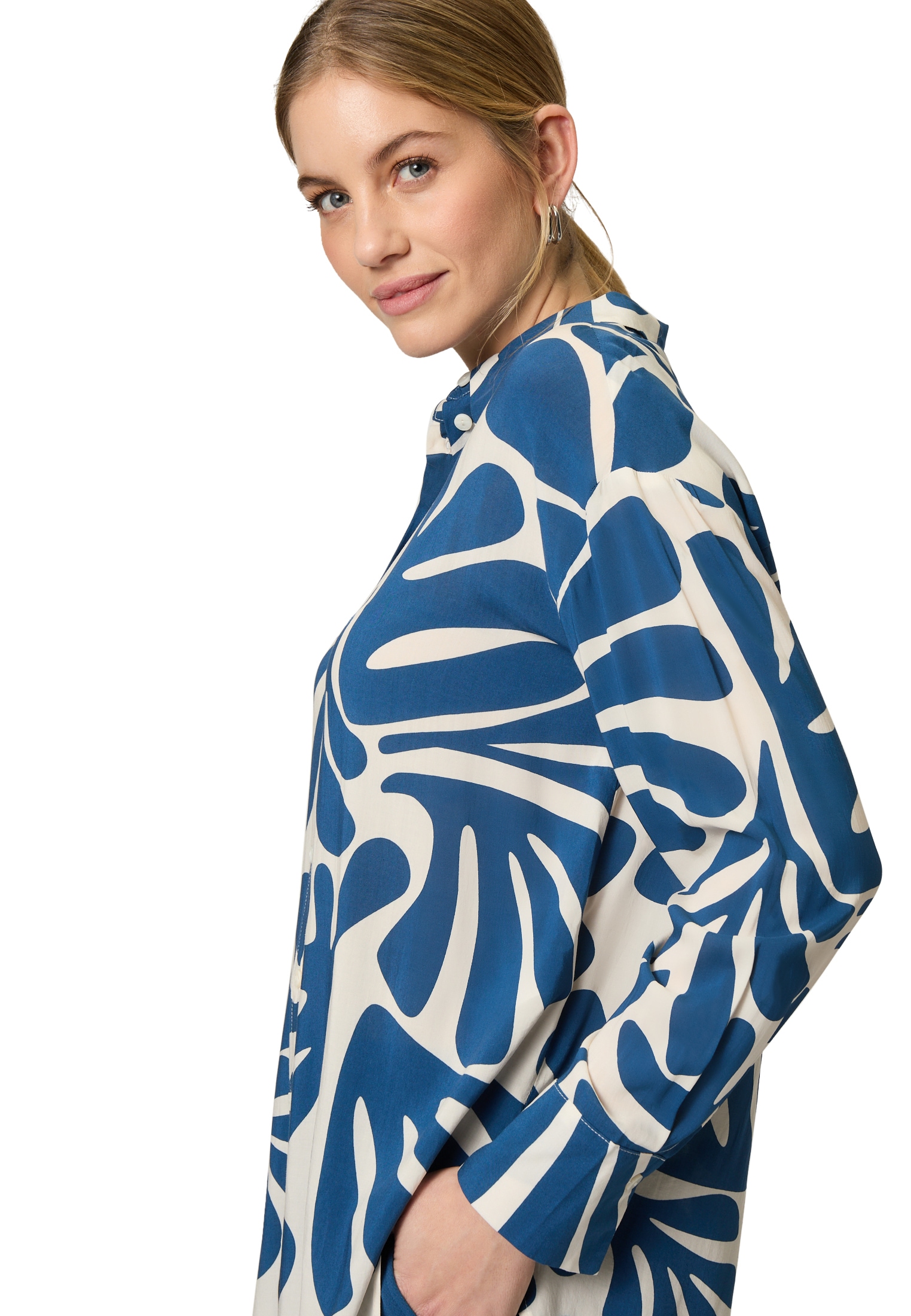 Zero Klassische Bluse »Oversized-Bluse mit Blattmuster«