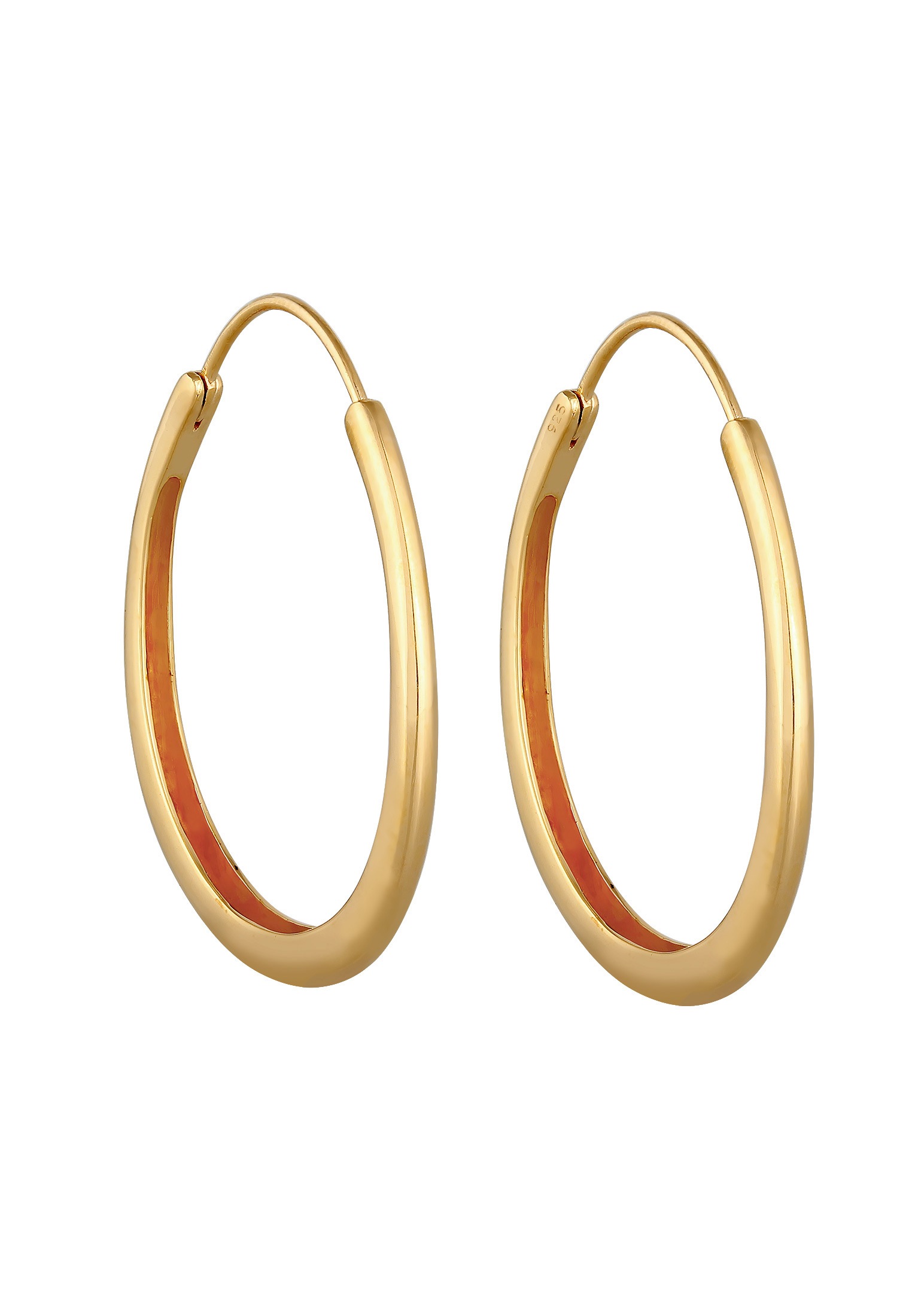 Elli Paar Creolen »Ohrringe Creolen Hänger Oval Geo Basic Trend Big 925 Silber«