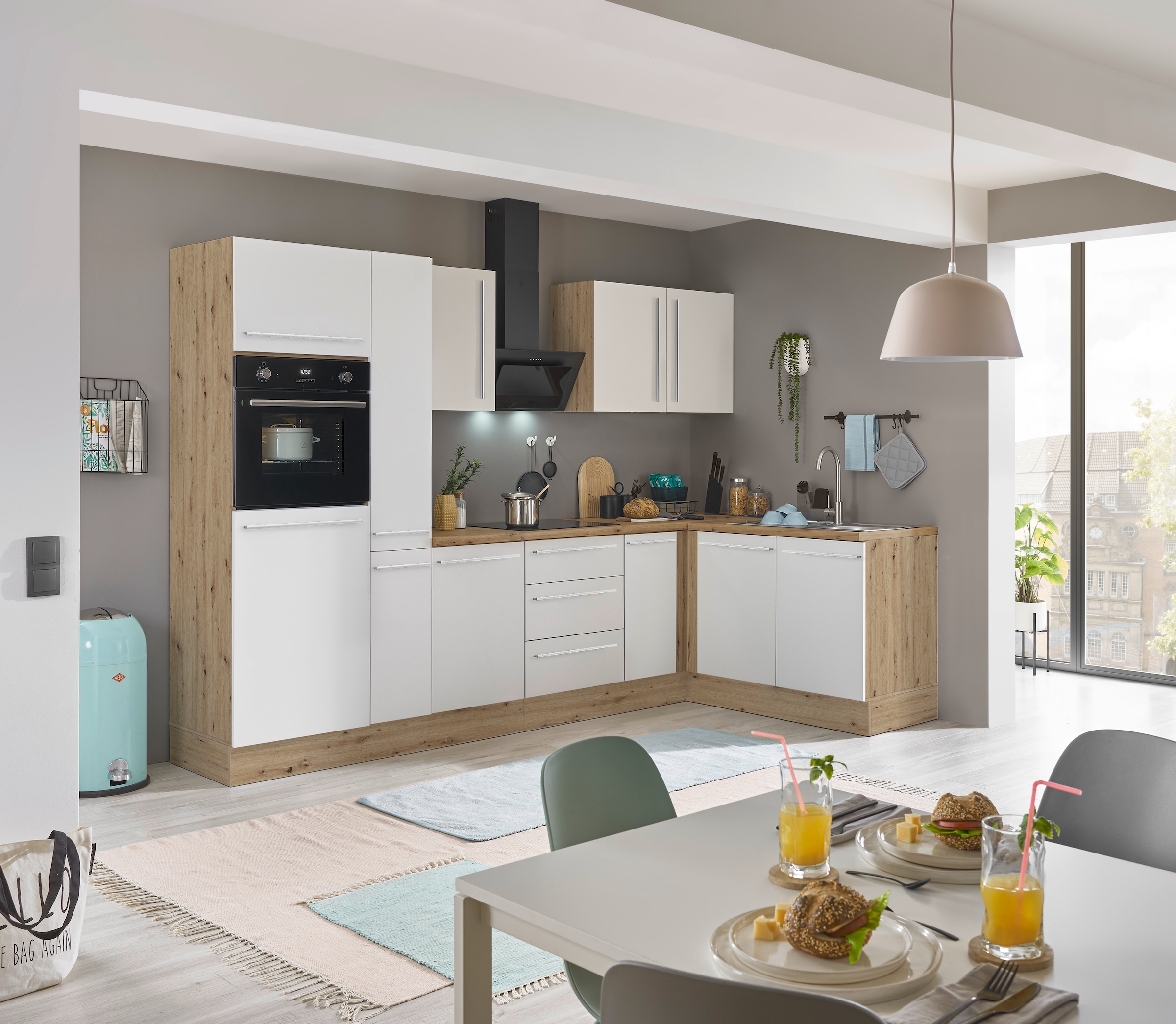 KOCHSTATION Winkelküche »Florida, Stellbreite 300x165 cm«, wahlweise mit E-Geräten, mit Softclose für Türen und Schubkästen