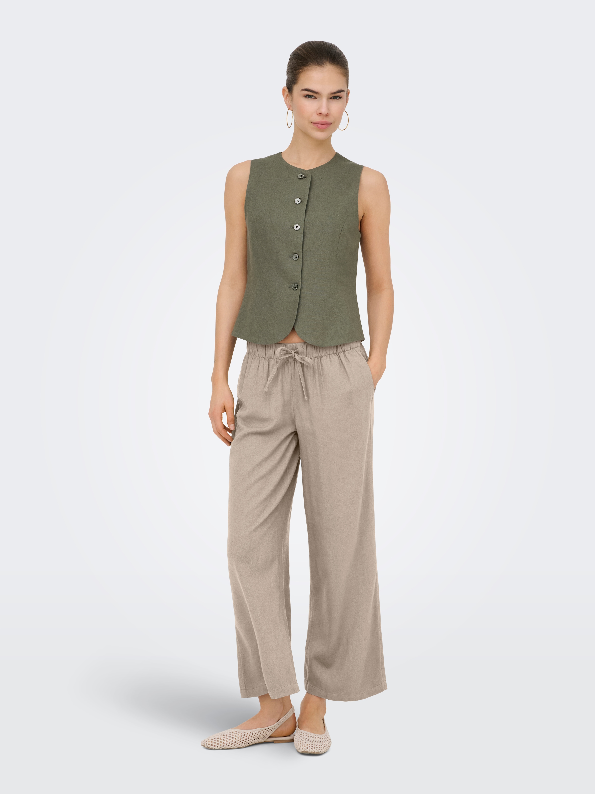 ONLY Culotte »ONLGOA MW LIN BL PULL-UP CULOTTE CC PNT«  mit Leinen