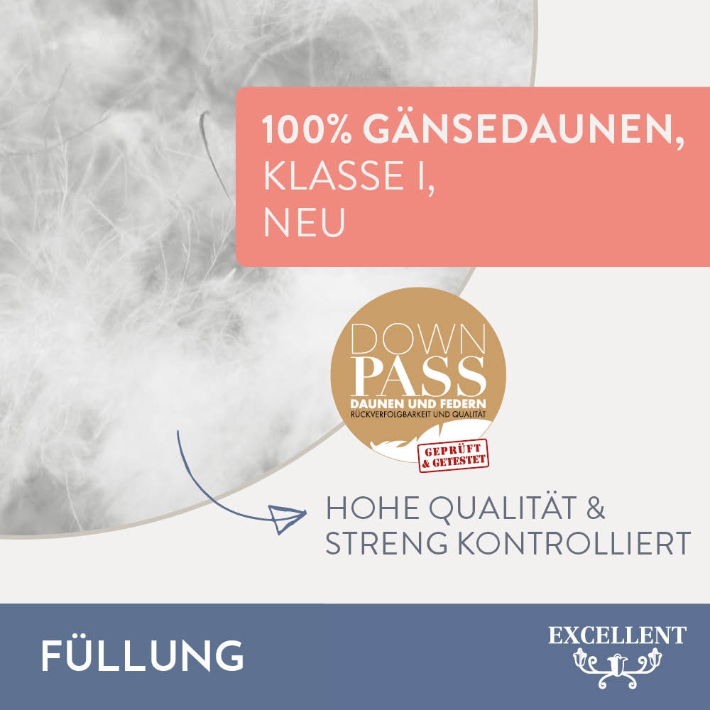 Excellent Daunenbettdecke + 3-Kammer-Kopfkissen »Davos«, Bettdecken-Set mit Kopfkissen, Bettdecke 135x200 und 155x220 cm