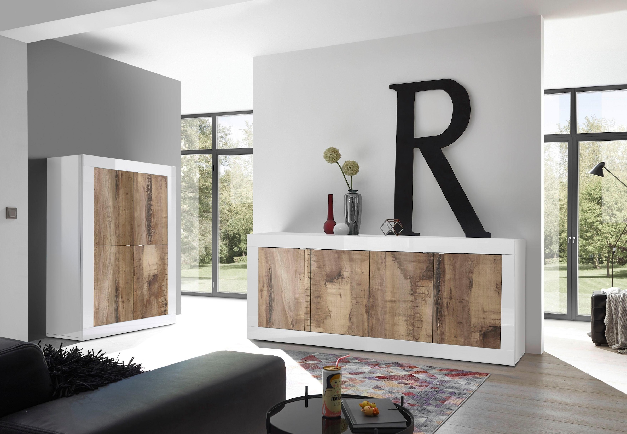 INOSIGN Sideboard »Basic Breite 207 cm, Kommode 4 Türen, Anrichte,« Metallgriff, moderne Rahmenoptik, viel Stauraum, Farbauswahl