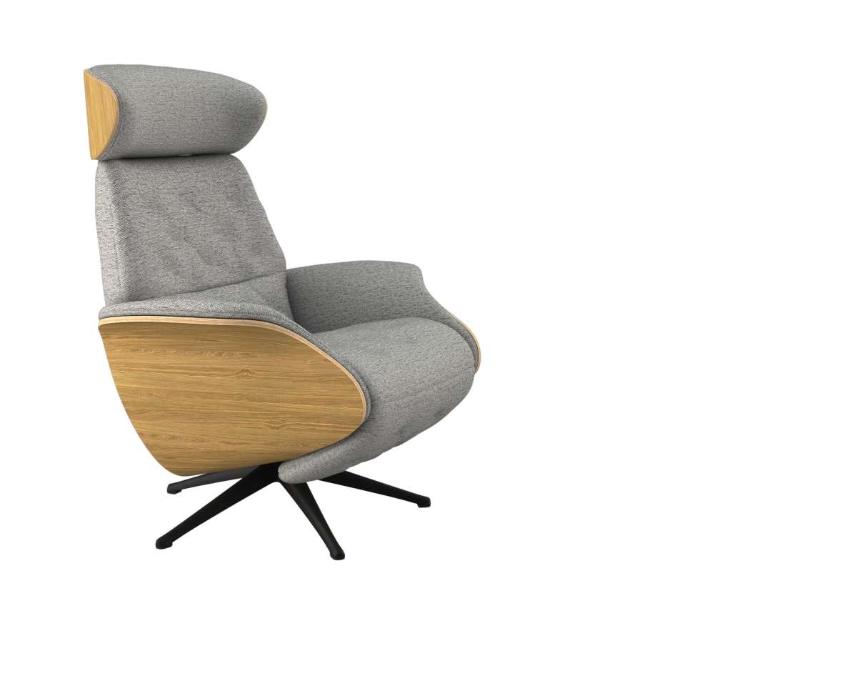 FLEXLUX Relaxsessel »Volden elektrischer Funktionsessel« Größe M, Rücken & Fußteil elektrisch, Akku, Arml. Eiche, Fuß schwarz