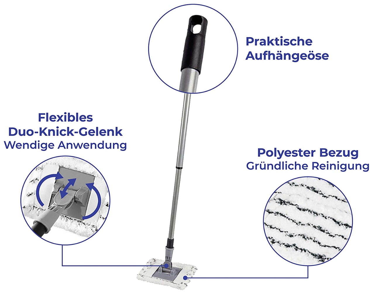 Maximex Wischmopp »Profi«, Bodenwischer Set mit ausziehbarem Teleskopstiel, 2 x Wischbezug