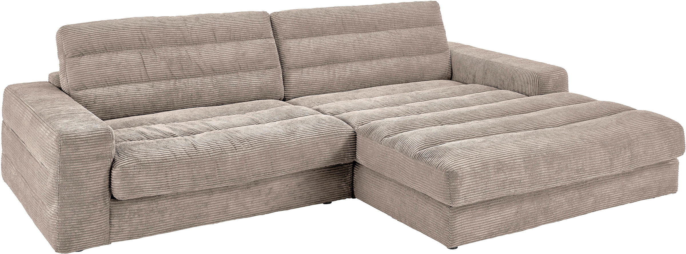 3C Candy Ecksofa »Stripes Mega-Sofa, bequem und komfortabel, L-Form«, Lose Rückenkissen, mit feiner Quersteppung, Cord-Bezug