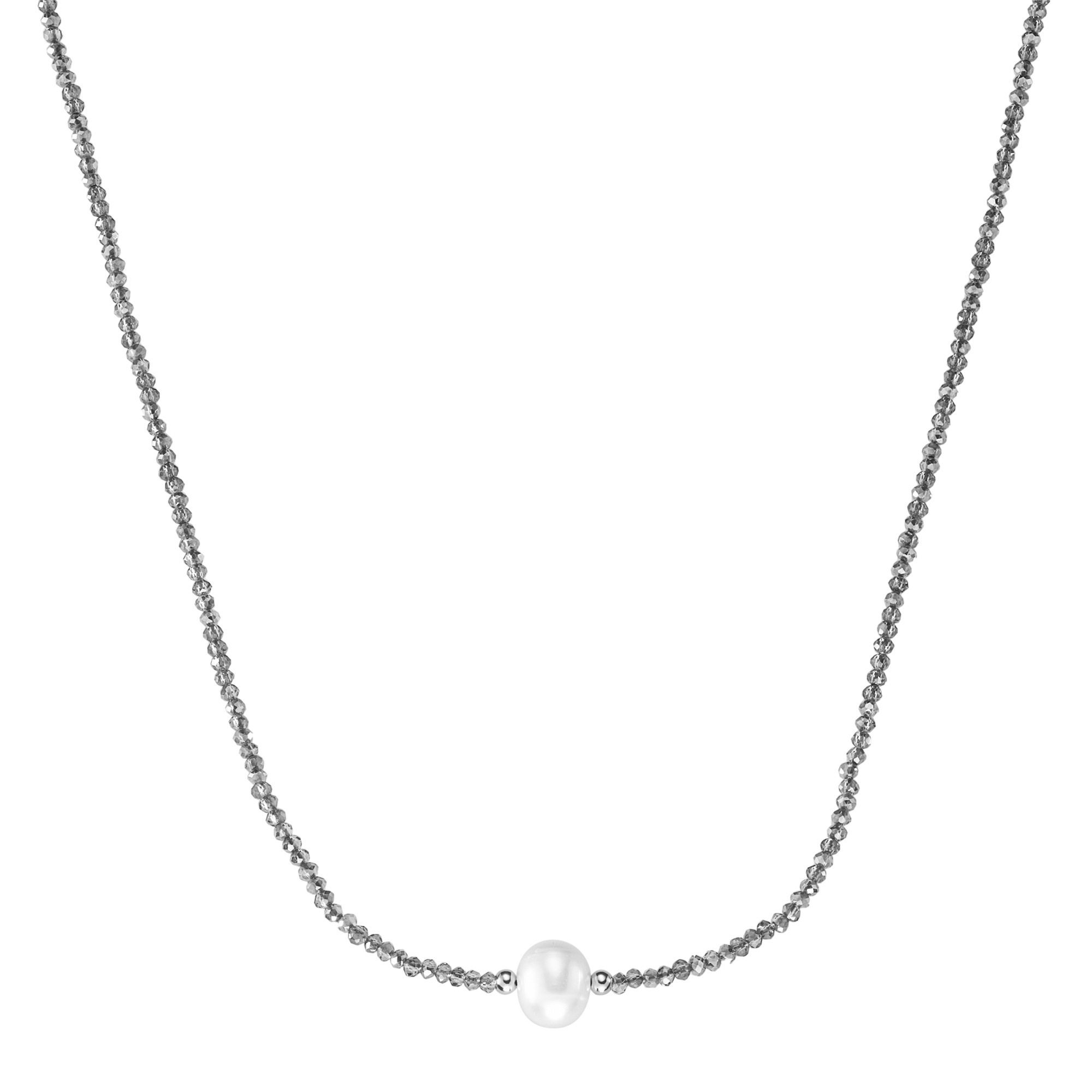 Smart Jewel Collier »Collier mit Stein-Kugeln + Muschelkern-Perle, Silber 925«