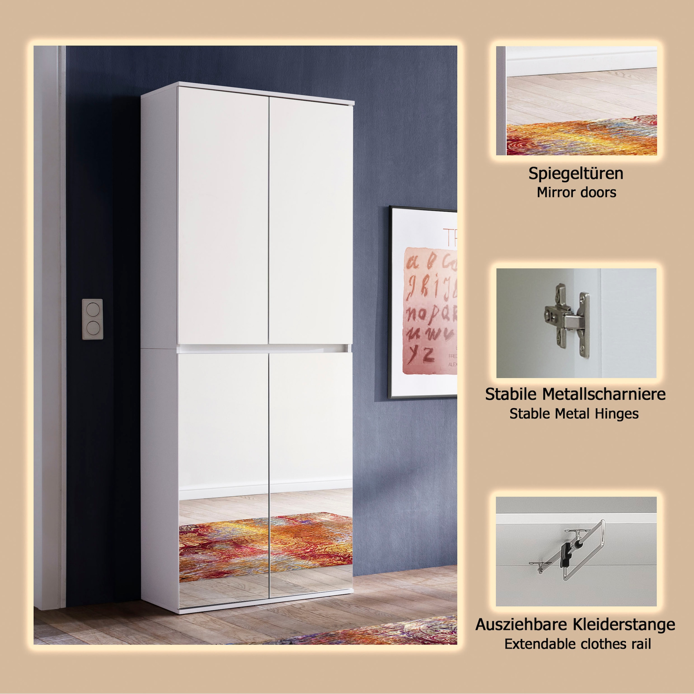 INOSIGN Garderobenschrank »Malcesine« Garderobenschrank mit 4 Türen - (B/T/H) 74/34/191 cm