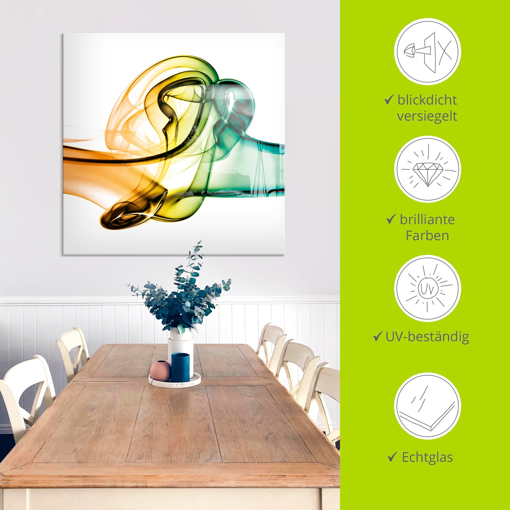 Artland Glasbild »Aufeinanderprallen von blau und grün« Gegenstandslos 1 Stk. tlg. in verschiedenen Größen