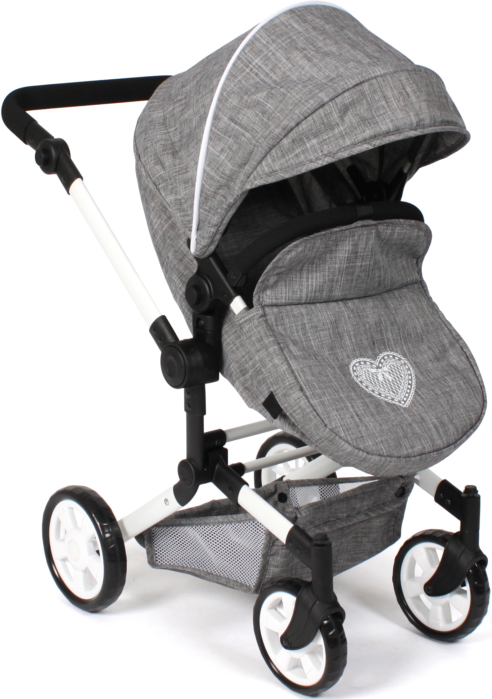 CHIC2000 Kombi-Puppenwagen »Linus, Jeans Grey«, (Set), mit Babywanne und Autositz