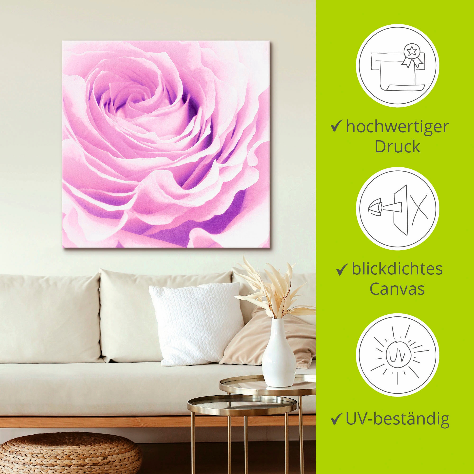 Artland Wandbild »Pastell Rose«, Blumen, (1 St.), als Leinwandbild, Poster, Wandaufkleber in verschied. Größen