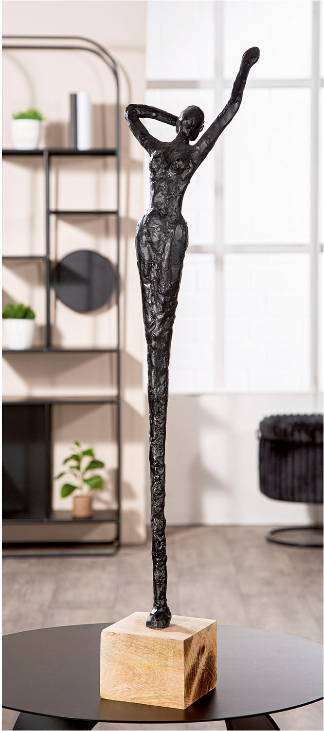 GILDE Dekofigur »Skulptur Alive naturfarben; schwarz H. 77 cm«