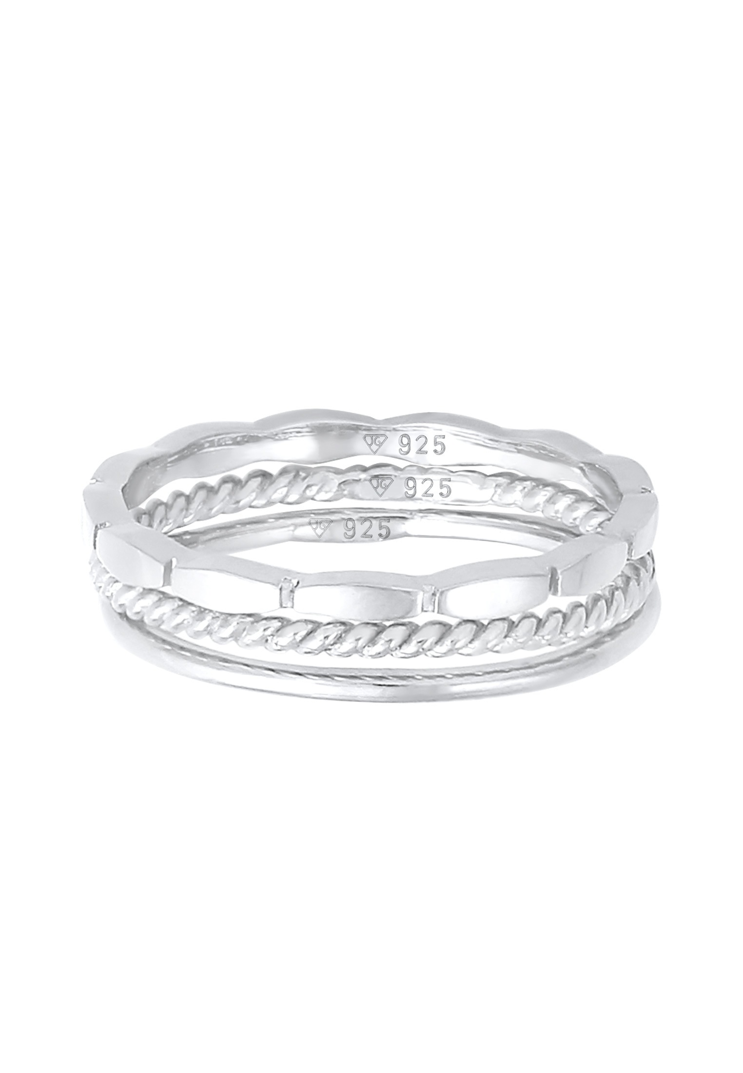 Elli Ring-Set »Ring Stapelringe Stacking Bandring 3er Set 925 Silber«