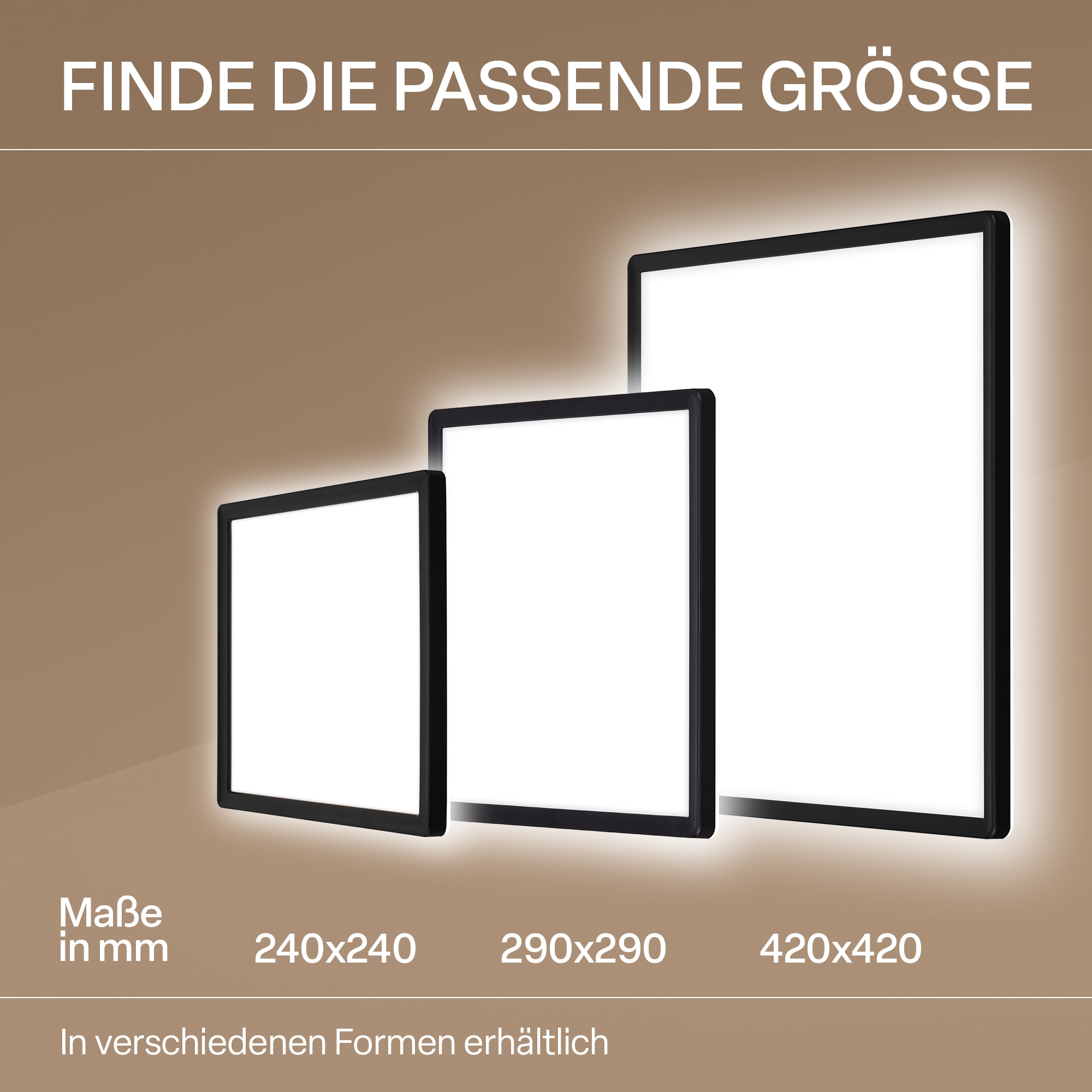 B.K.Licht LED Panel »SHALLOW« LED-Board 1 Stk. Neutralweiß 24x24x3 cm, Badlampe, Badezimmer, Küche, Wohnzimmer