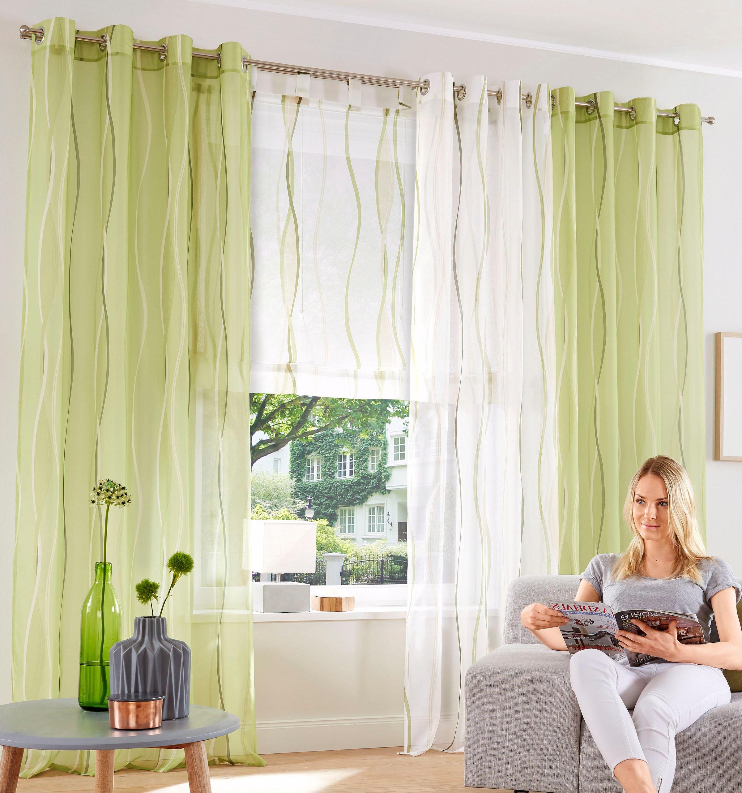 my home Gardine »Dimona«, (2 St.), 2er-Set, transparent, Voile, Polyester  bestellen im OTTO Online Shop