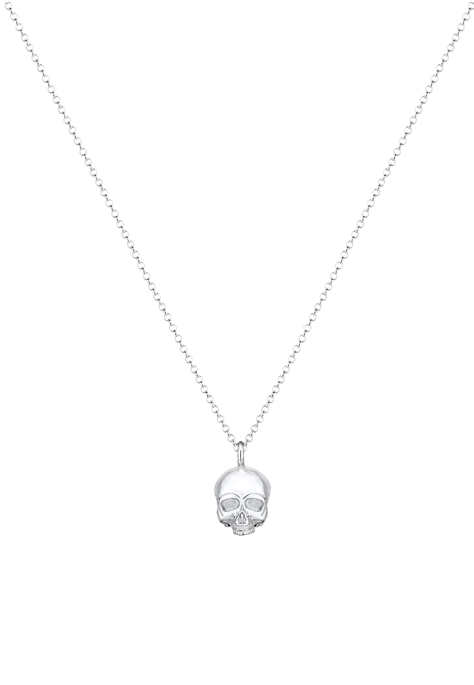 Kuzzoi Lange Kette »Halskette Totenkopf Schädel Gothic 925 Sterling Silber«