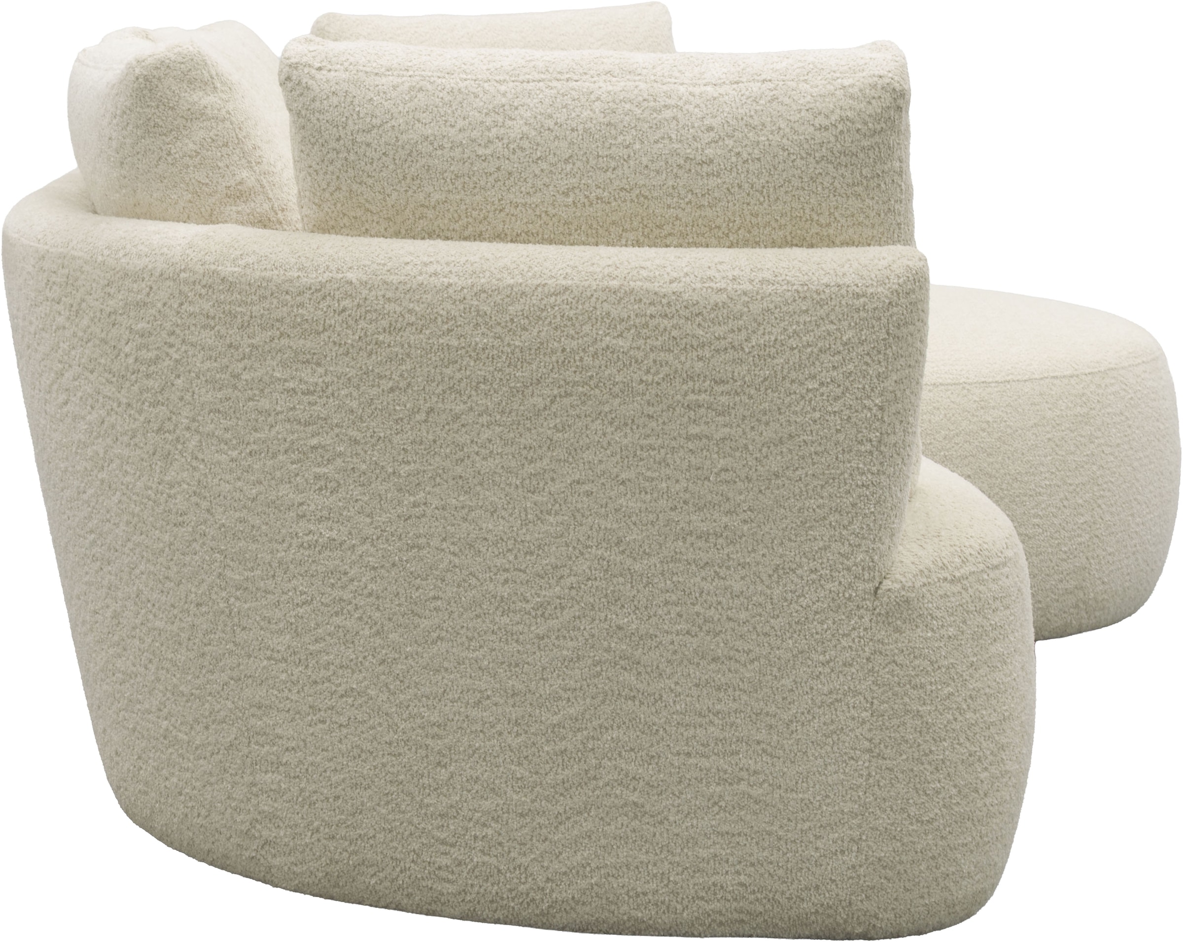 DOMO collection Ecksofa »Lumin, B/T: 267/170 cm, abgerunde Form, charmantes Design, cozy chic« Mit Federkern und 5 Rückenkissen ausgestattet
