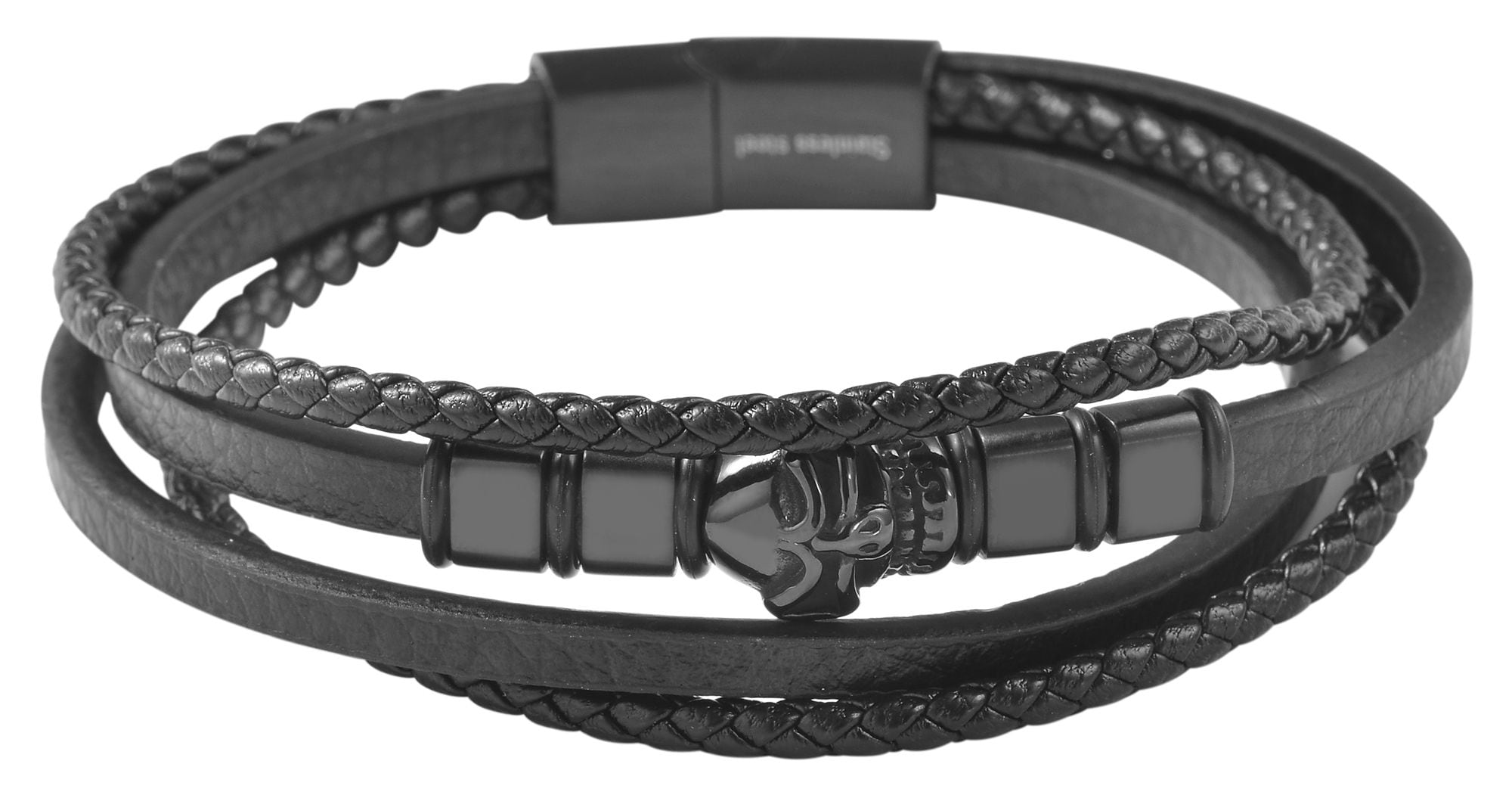 Adelia´s Lederarmband »Unisex Armband ¿ Lederarmband Totenkopf aus Leder 23 cm«