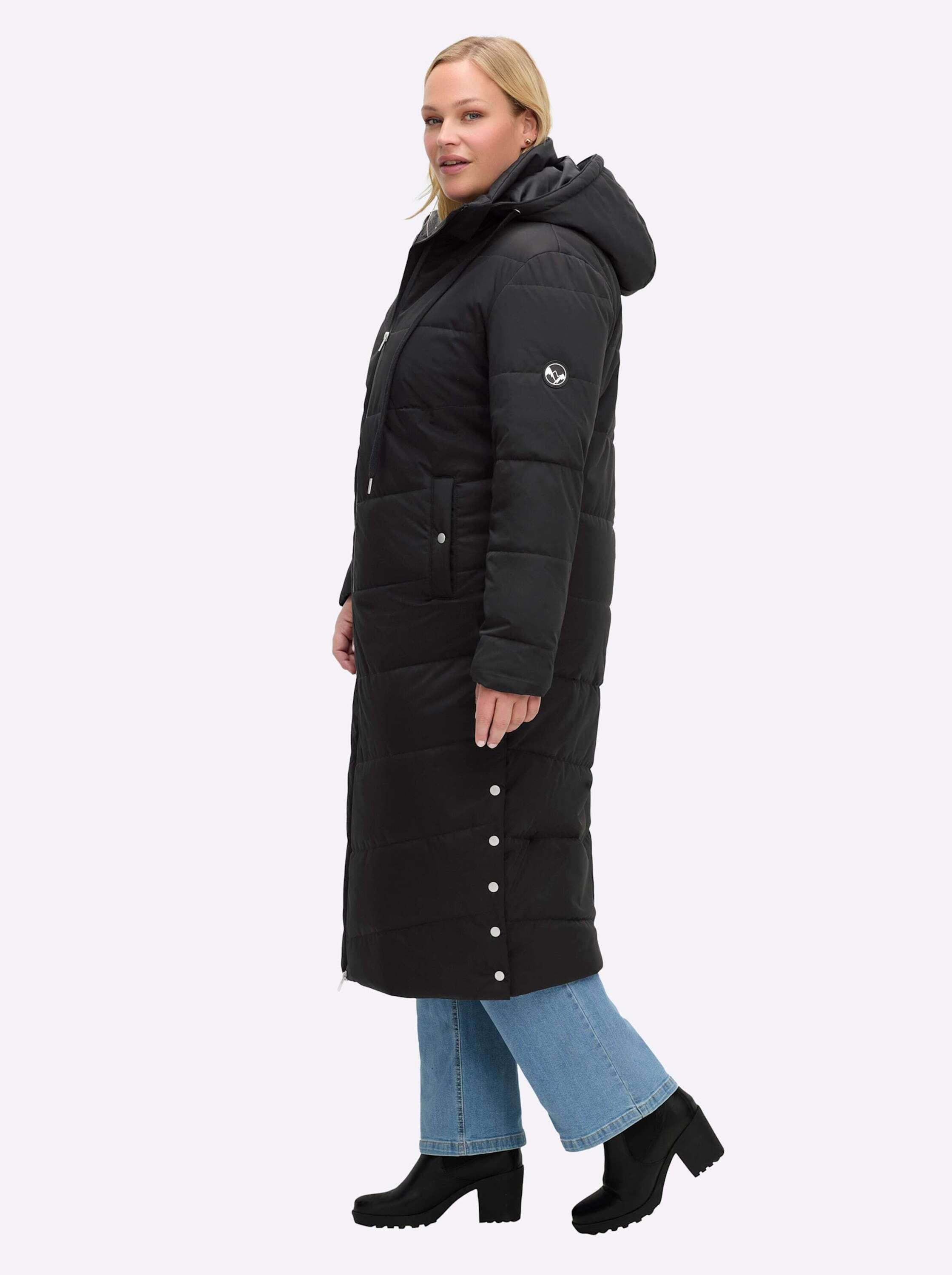 Sheego Steppjacke »Steppmantel Steppmantel mit Stehkragen und Kapuze« Abnehmbare Kapuze
