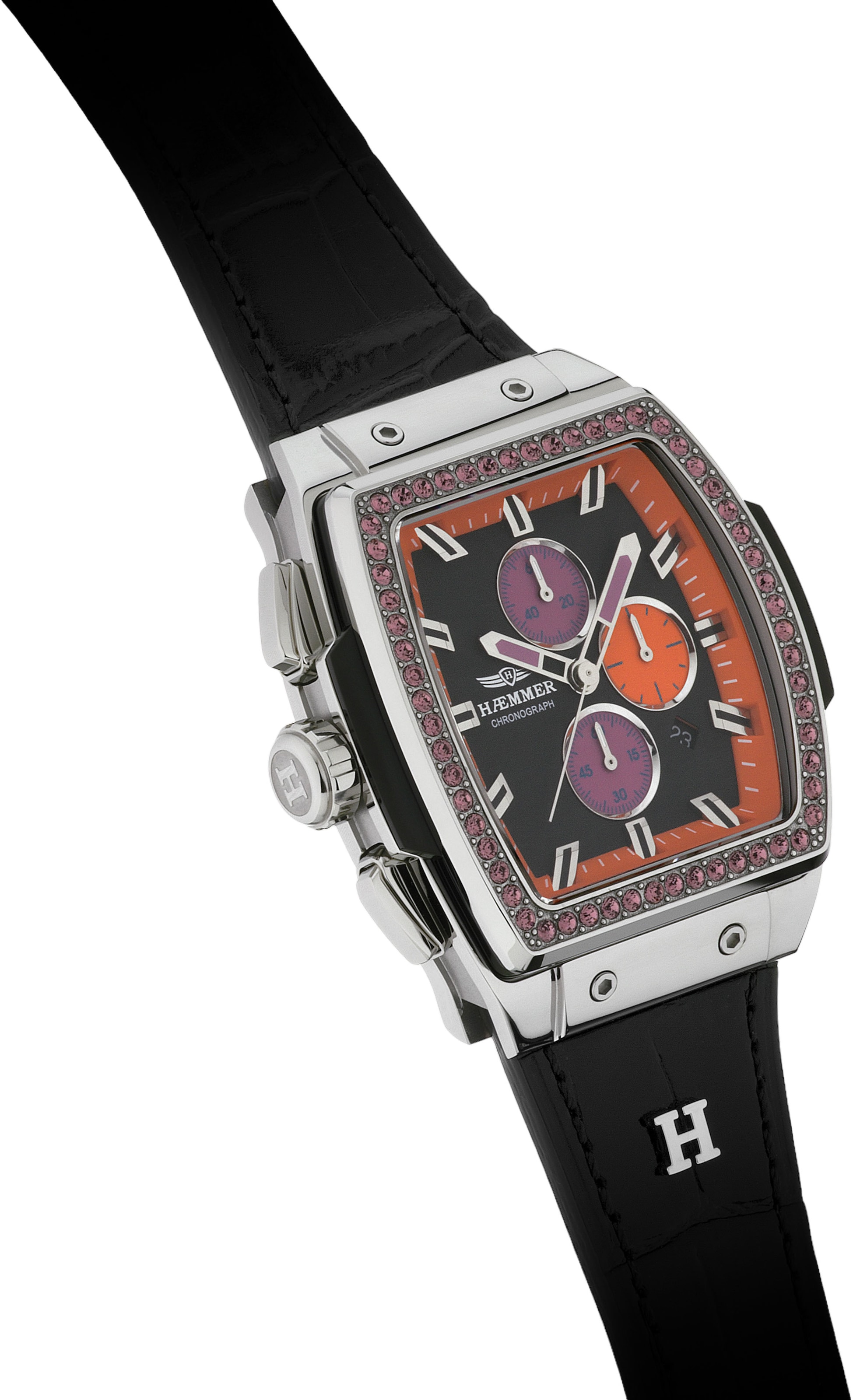 HAEMMER GERMANY Chronograph »TONNEAU«, Quarzuhr, Armbanduhr, Damenuhr, Lederarmband, verschraubte Krone, Tag