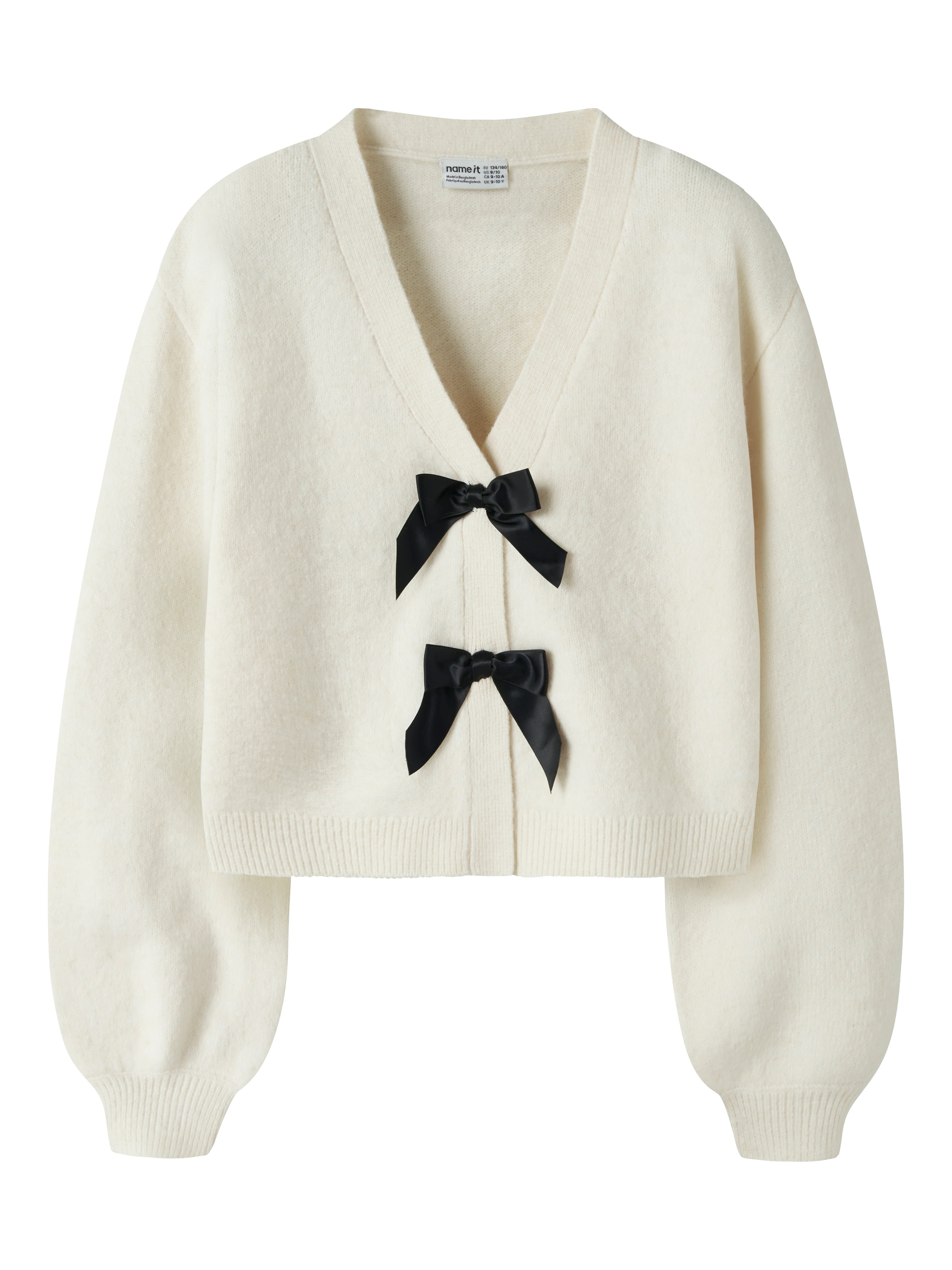 Name It Strickjacke »NKFRINA LS KNIT CARD NOOS« Materialmix, regular fit, Schleifen Details
