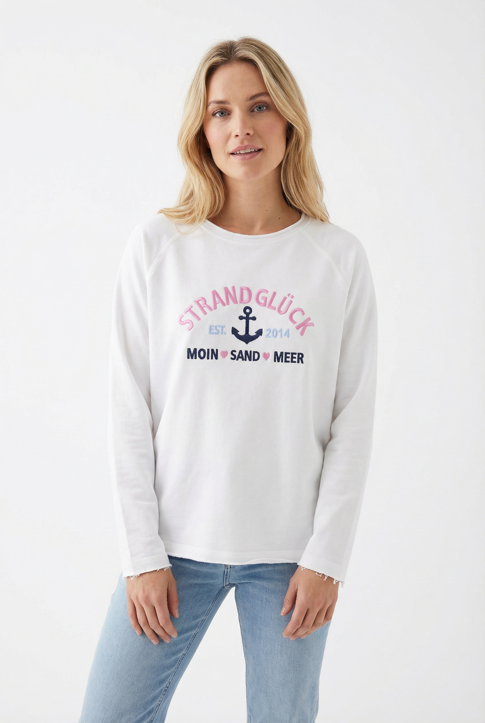 Zwillingsherz Sweatshirt »"Strandglück"«, mit Used-Look Kanten
