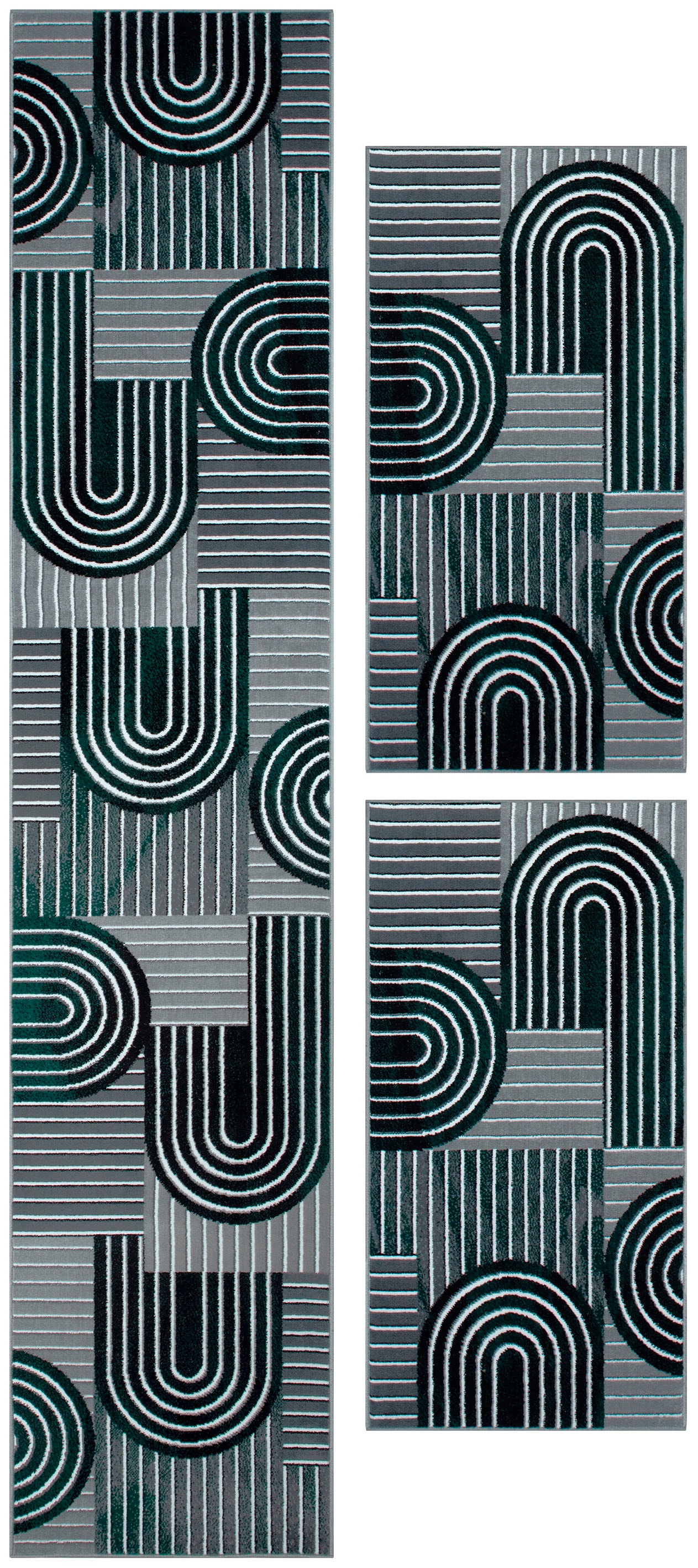 OTTO home Bettumrandung »Lyssandra« Höhe 8 mm 3 tlg. tlg. 3D-Effekt, softer Kurzflor, pflegeleicht, leichter Glanz, Scandi-Look