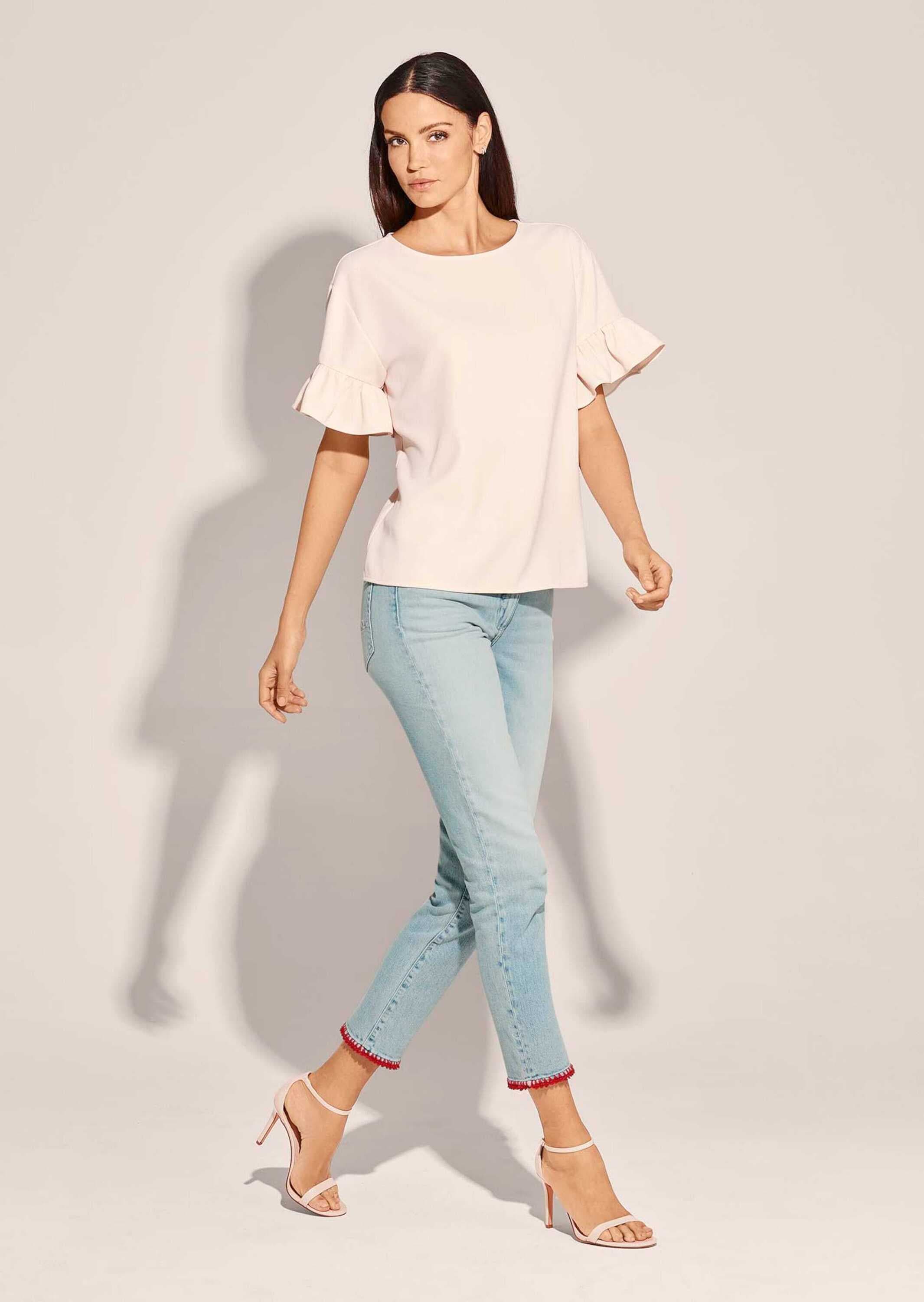 MADELEINE Kurzarmbluse »Bluse Hemdbluse mit glänzendem Finish«