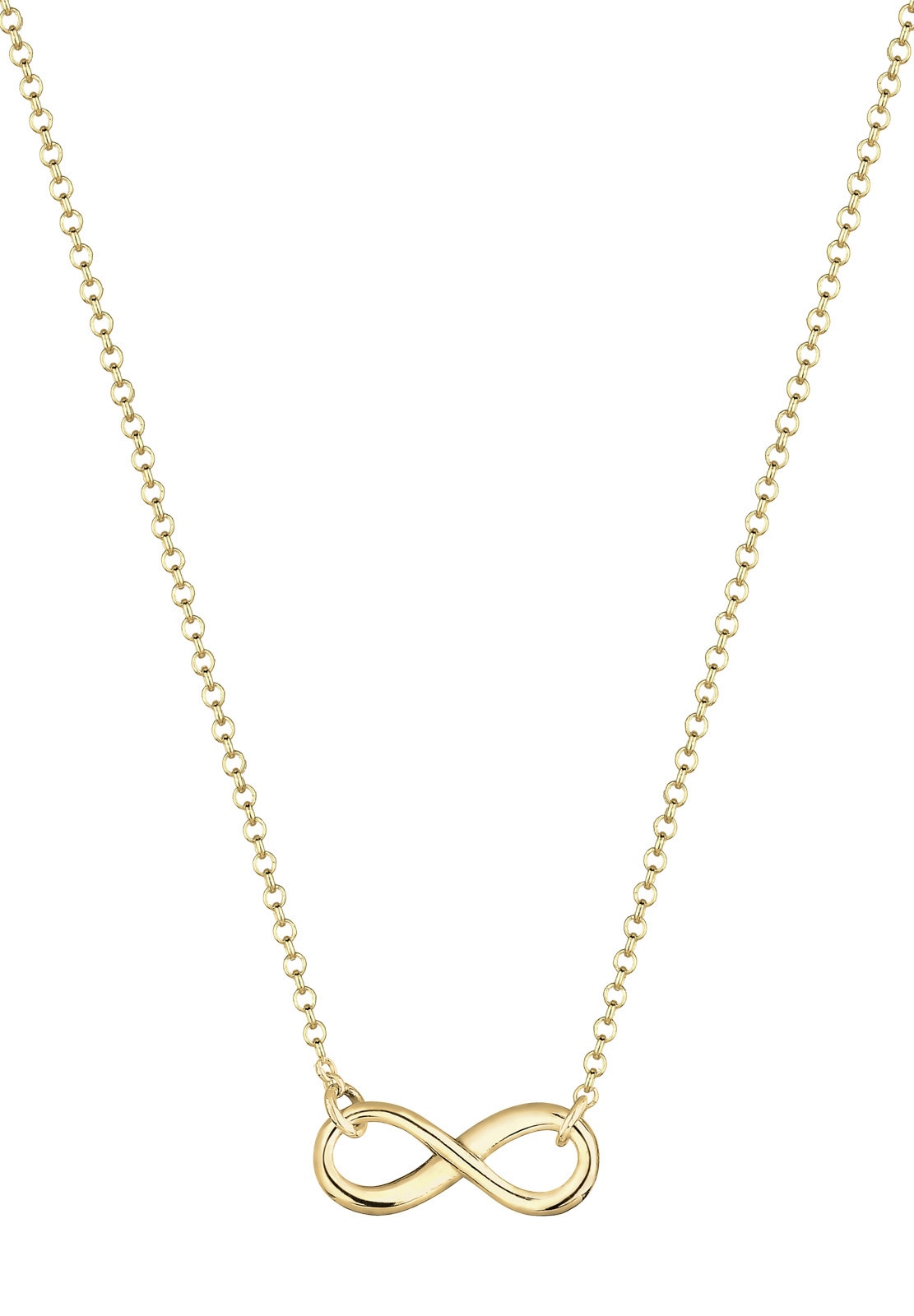 Elli Premium Kette mit Anhänger »Halskette Infinity Unendlichkeit Symbol 375 Gelbgold«