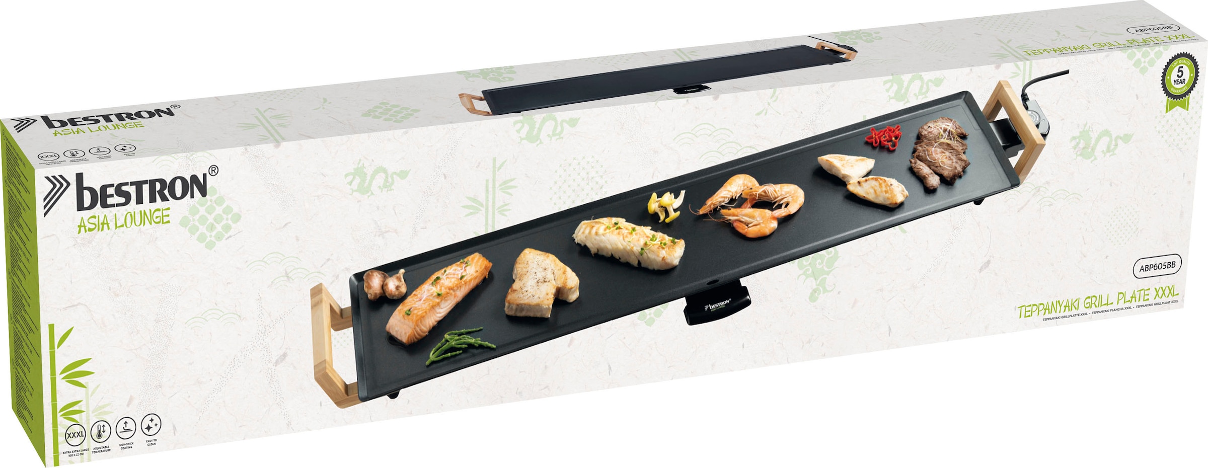 bestron Tischgrill »ABP605BB«, 2000 W, XXXL-Teppanyaki Grillplatte mit Antihaftbeschichtung