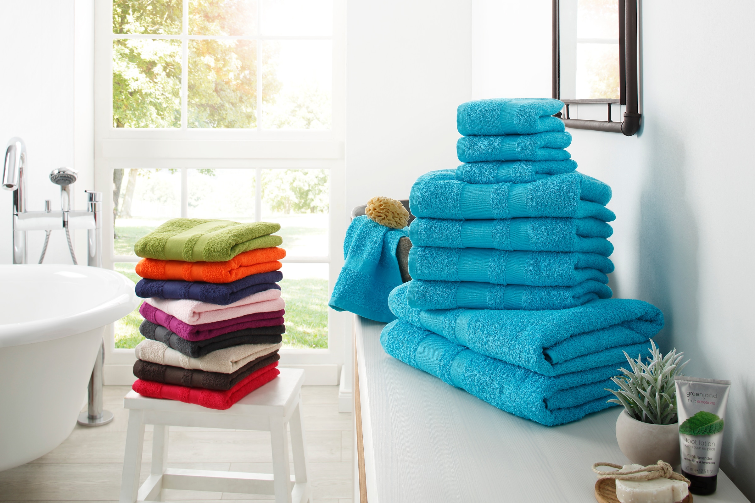 my home Handtuch Set tlg., aus einfarbiges OTTO Online Walkfrottee, Shop Baumwolle mit Set, 10 Handtücher »Vanessa«, im Bordüre, Handtuch-Set 100