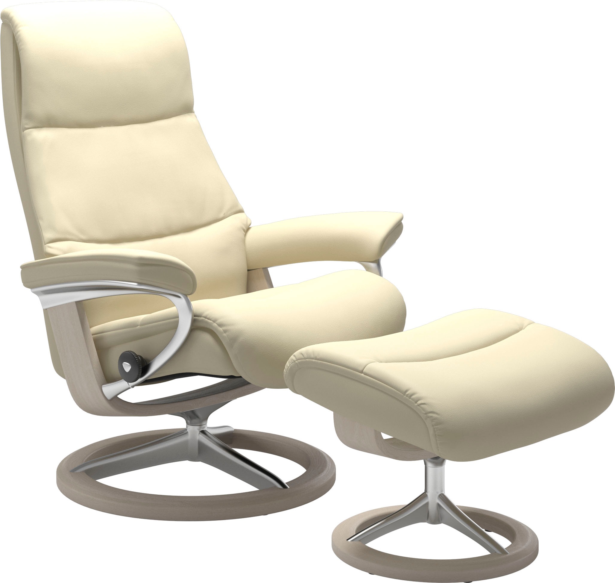 Stressless® Relaxsessel »View«, (Set, Relaxsessel mit Hocker), mit Signature Base, Größe S,Gestell Whitewash