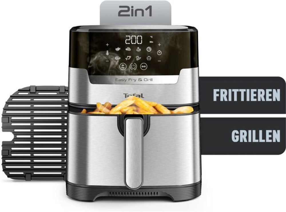 Tefal Fritteuse »Easy Fry & Grill Deluxe«, 1400 W, für bis zu 6 Personen, 8 Programme, energiesparend, ohne Öl. EY505D