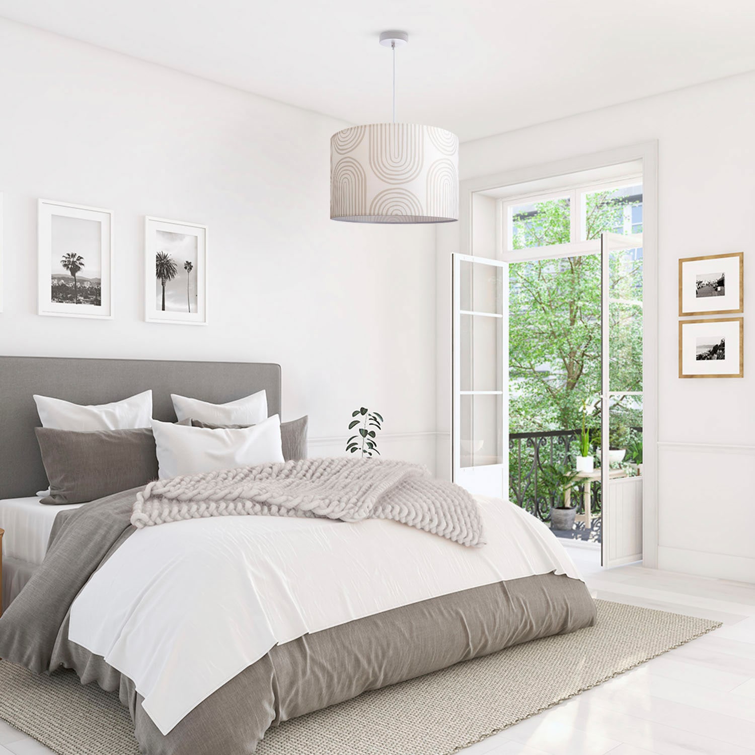 Paco Home Pendelleuchte »Hugo Pillar«, Leuchtmittel E27 | ohne Leuchtmittel, Pendelleuchte Esszimmer Wohnzimmerlampe Stoffschirm Modern Abstrakt