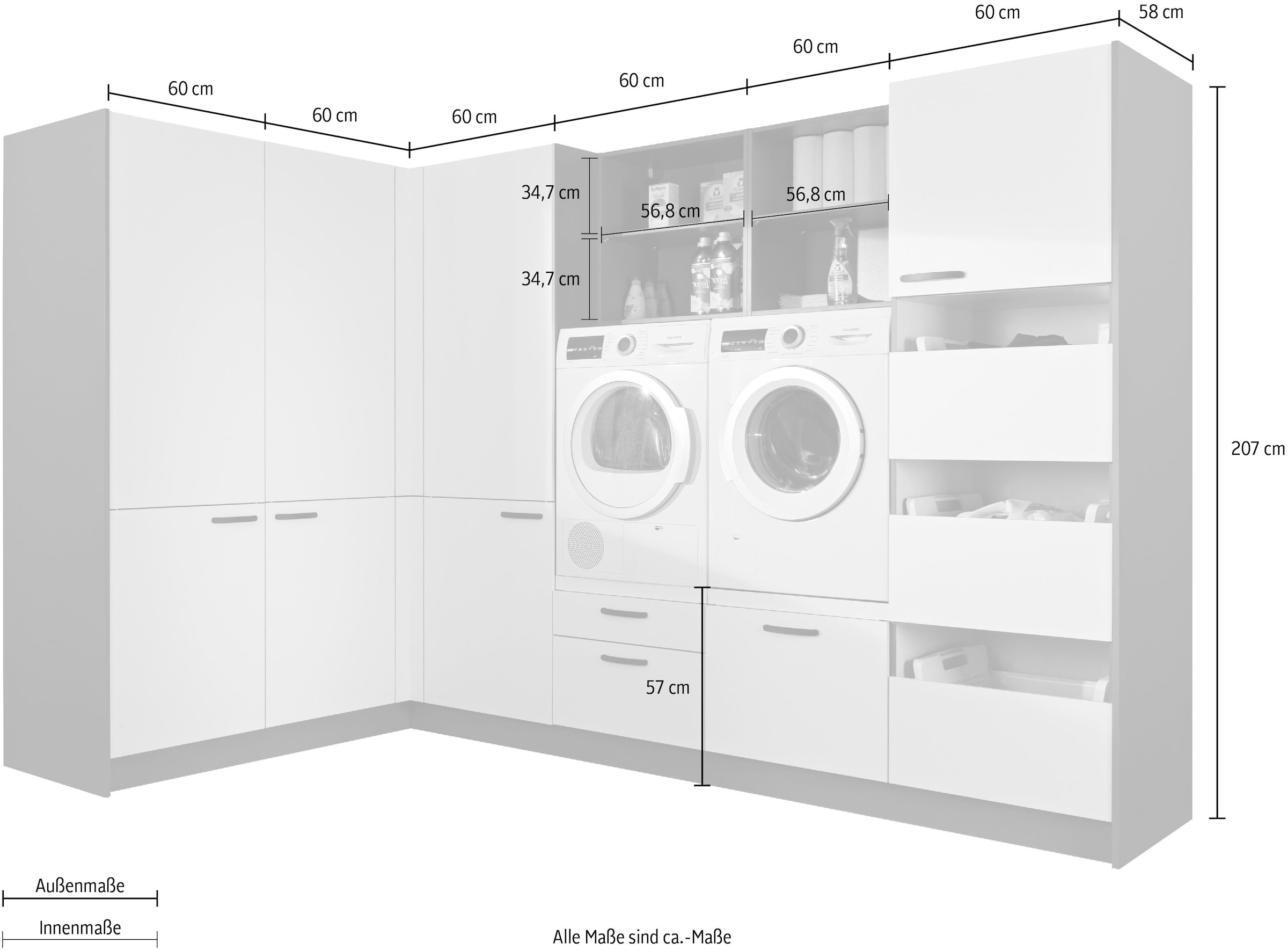 Express Küchen Schrank-Set »Arta«, (12 St.), vormontiert, mit Soft-Close-Funktion, Stellbreite 310x190cm