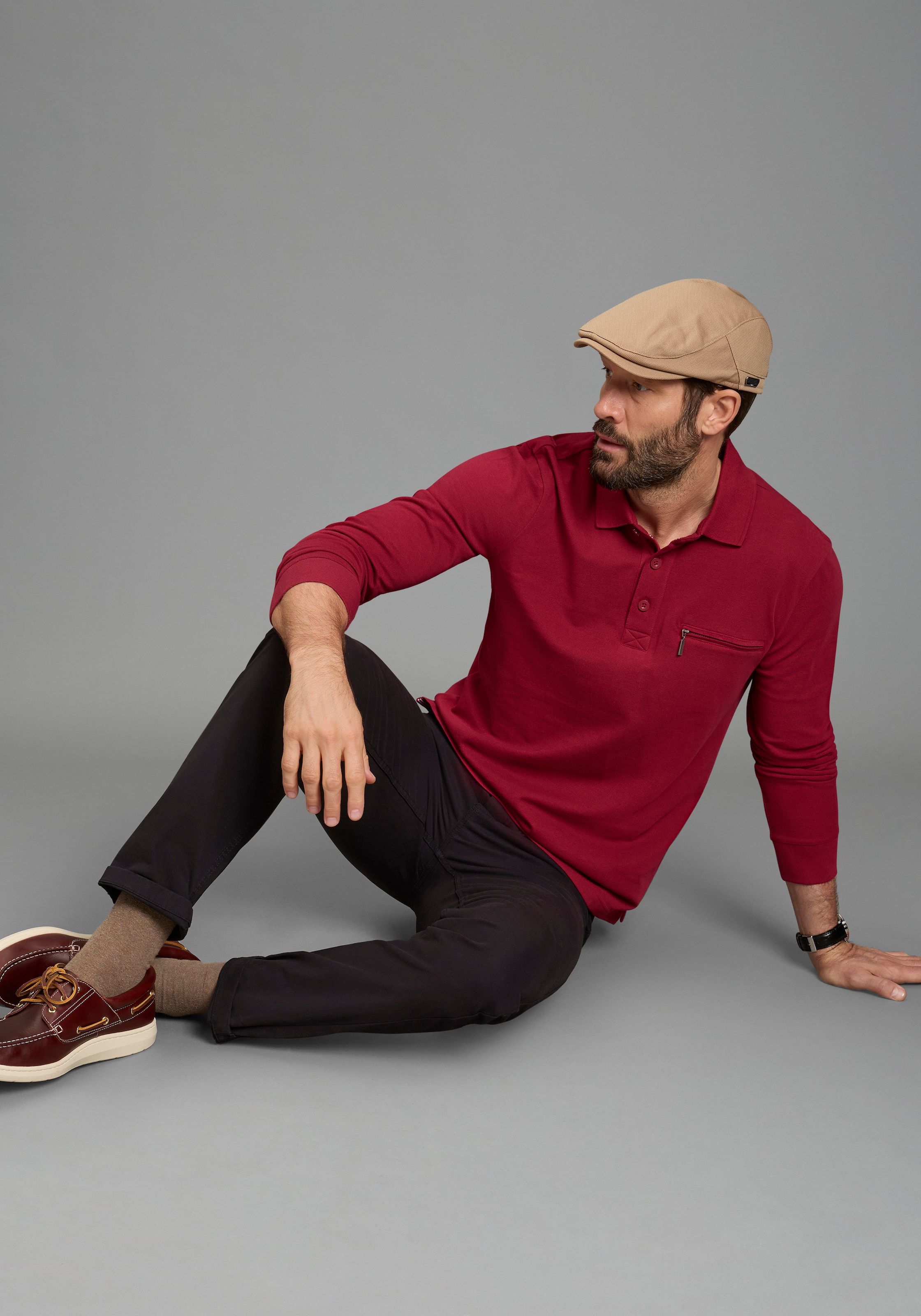 Man's World Langarm-Poloshirt »Neue Kollektion!« schmale Passform, Langarm, mit Reißverschlusstasche