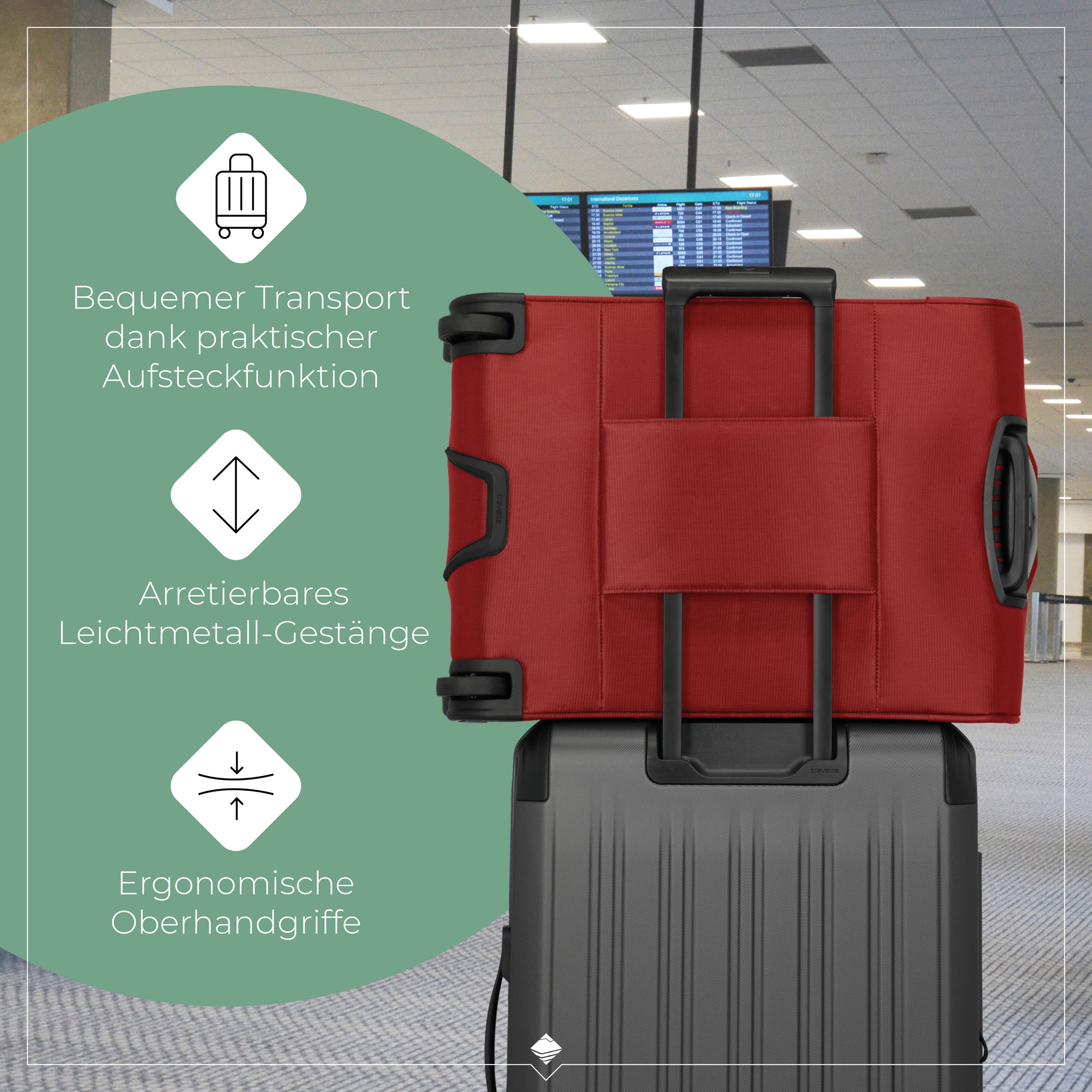 travelite Handgepäck-Trolley »JETPACK Multi Light 2 Cabin Handgepäck Koffer« 41 l 2 Rollen Weichgepäck, passend für Ryanair, Condor und viele gängige Airlines