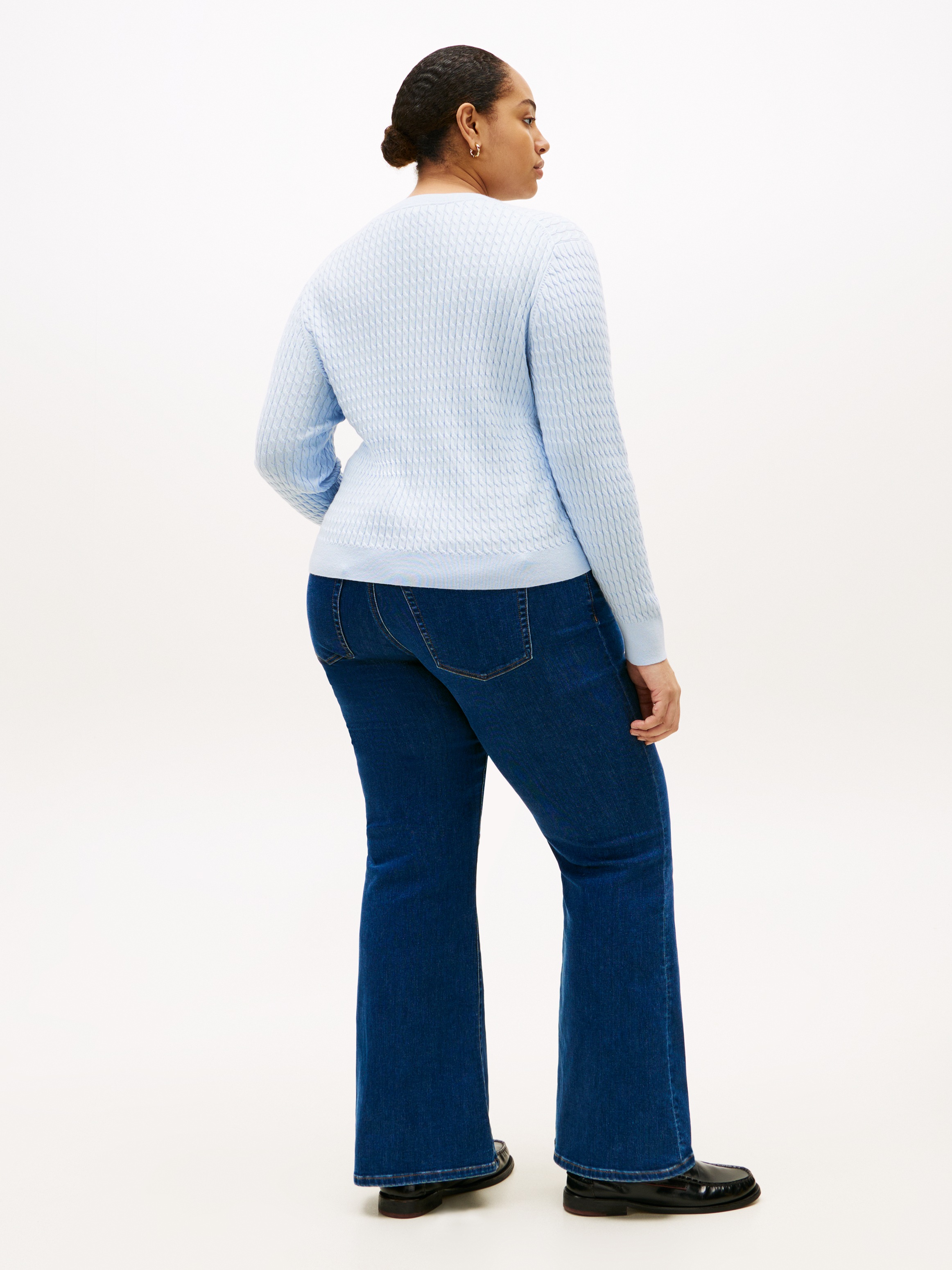 Tommy Hilfiger Curve Rundhalspullover »CRV CO CABLE FINE GG CNK SWEATER« in großen Größen, mit Zopfmuster