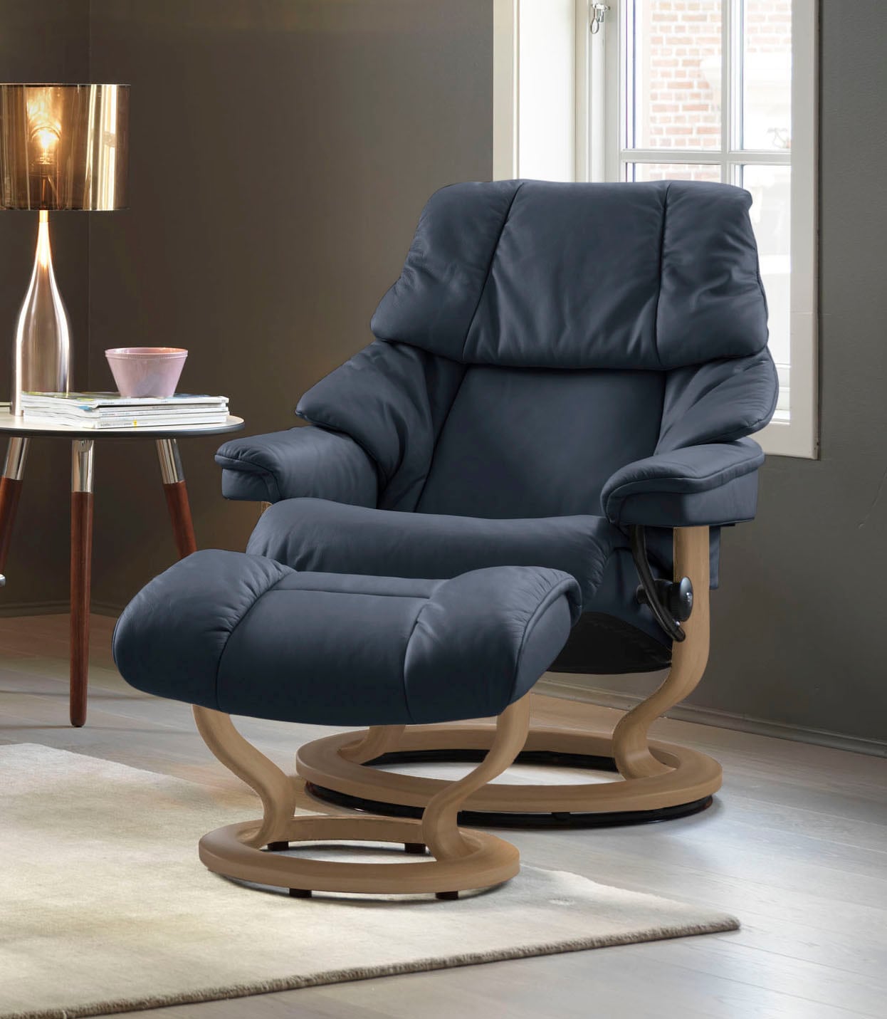Stressless Fußhocker »Reno« mit Classic Base in blau, Größe B/H/T: 55 cm x 40 cm x 41 cm