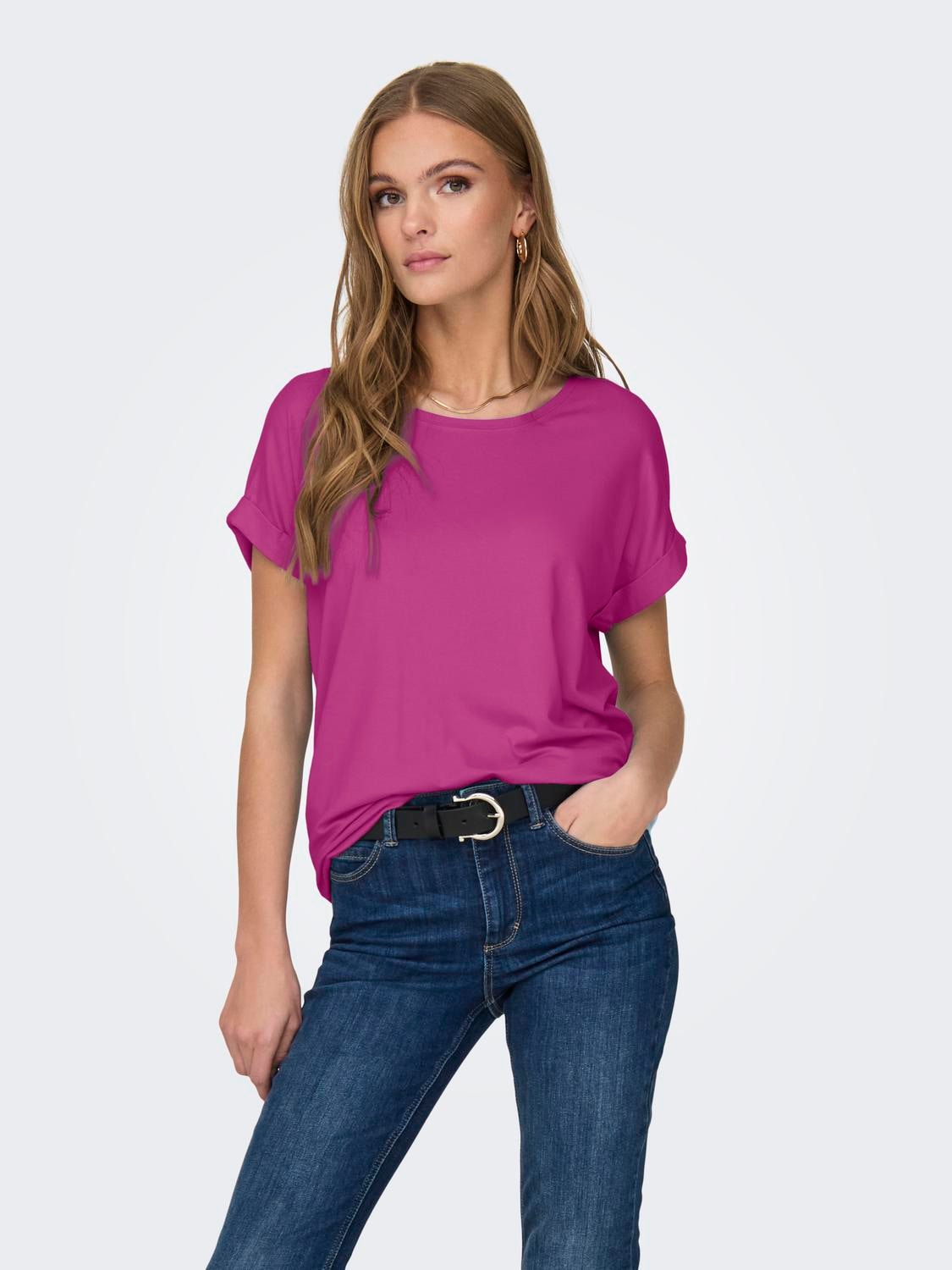 ONLY T-Shirt »ONLMOSTER – Kurzarmshirt mit Aufschlag und klassischem Look« Viskosemischung, regular fit