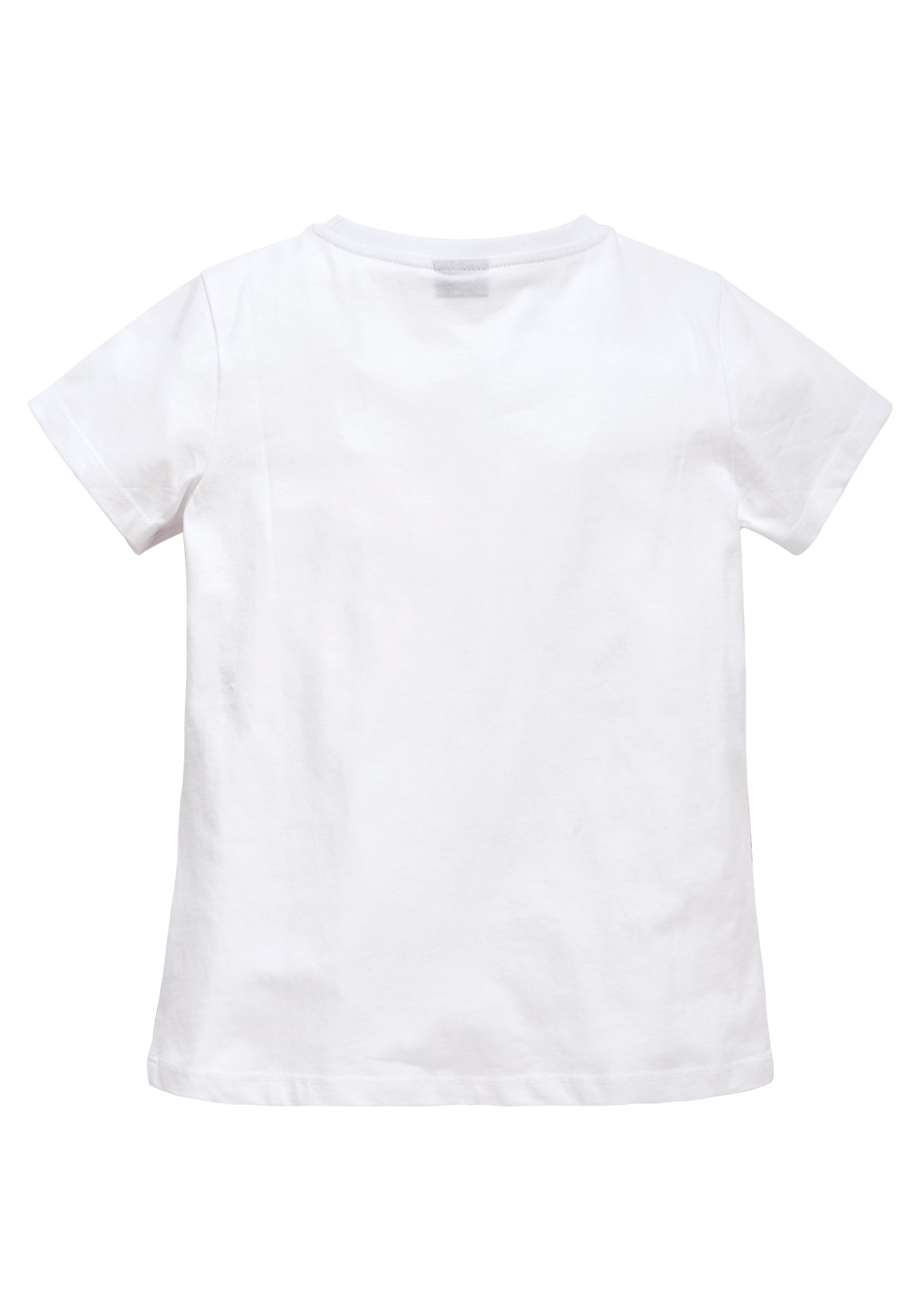 KIDSWORLD T-Shirt »Mit Regenbogen-Print«, Kurzarm, hüftlang geschnitten, bedruckt, Rundhals-Ausschnitt
