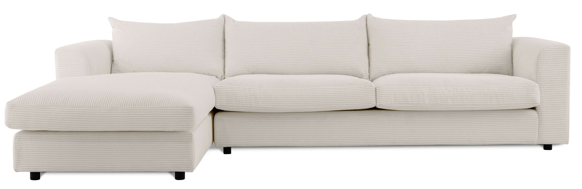 LeGer Home by Lena Gercke Ecksofa »Avelina«, (2 St.), Breite 297 cm, in Cord- und Chenille- Stoff, Rückenkissen mit Federn