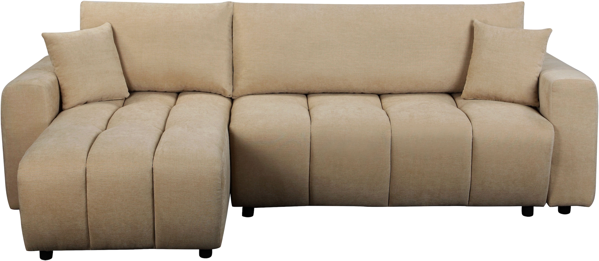 OTTO home Ecksofa »YLVAA L-Form, 241 cm/Schlafsofa (132/200)-OTTO. Verlässliche Qualität« Bettkasten, Tonnentaschen-Federkern, Feinstruktur weich