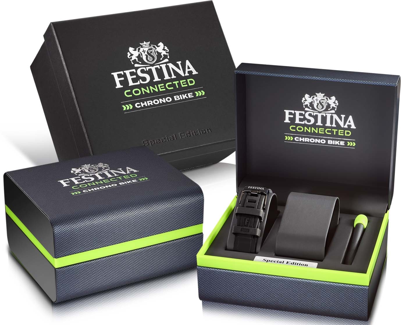 Festina Chronograph »Chrono Bike Connected - Special Edition«, (Set, 3 tlg., Uhr mit Wechselband und Werkzeug), Armbanduhr, Quarzuhr, Herrenuhr, Stoppfunktion, Saphirglas