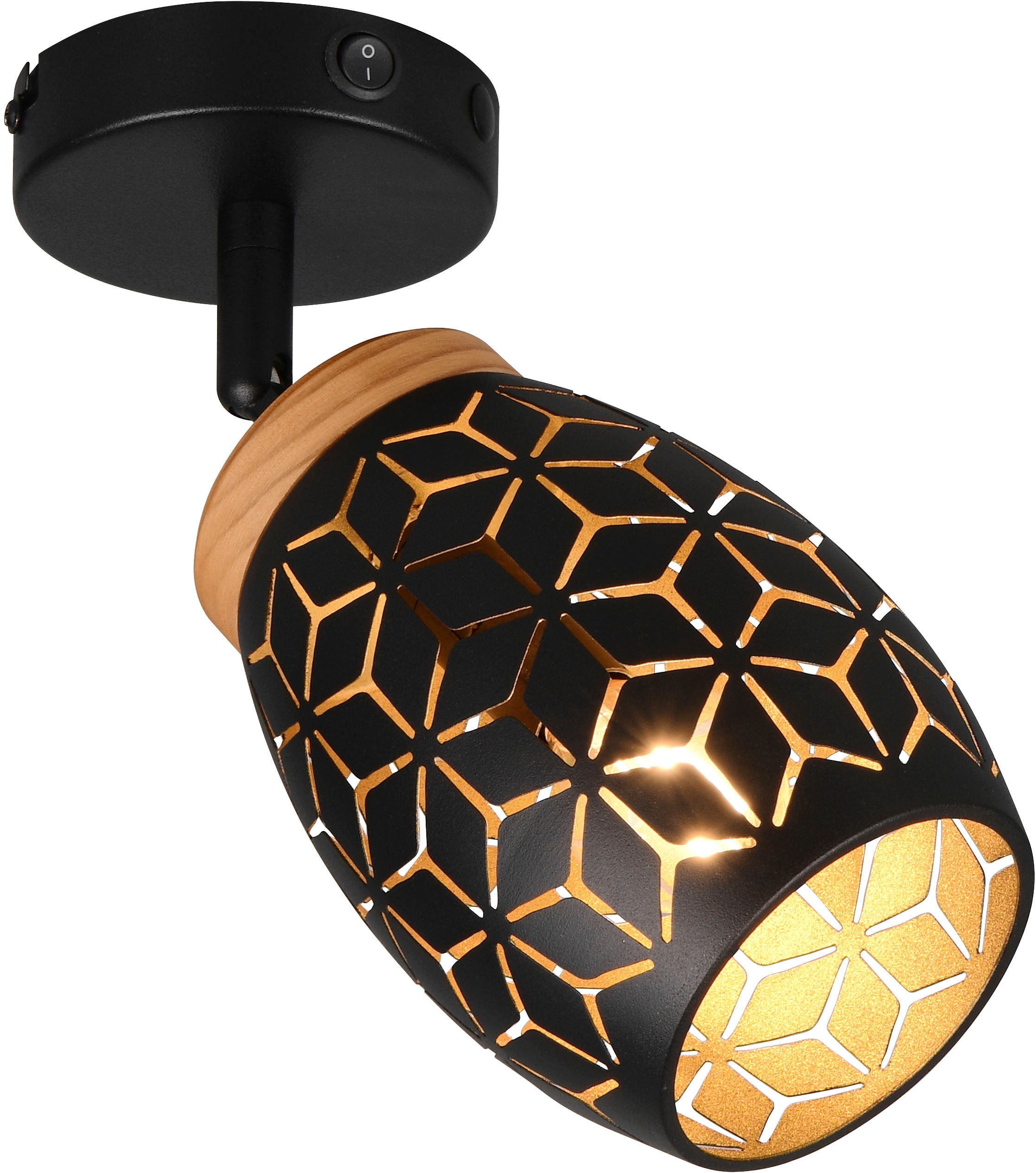 REALITY Leuchten Wandstrahler »BIDAR, Wandlampe mit verstellbarem Spot, exkl 1x E14 max 10W« E14 1 Stk. warmweiß - kaltweiß Kippschalter ON/OFF, Metall-Lampenschirm Lasercut Optik Ø 12cm