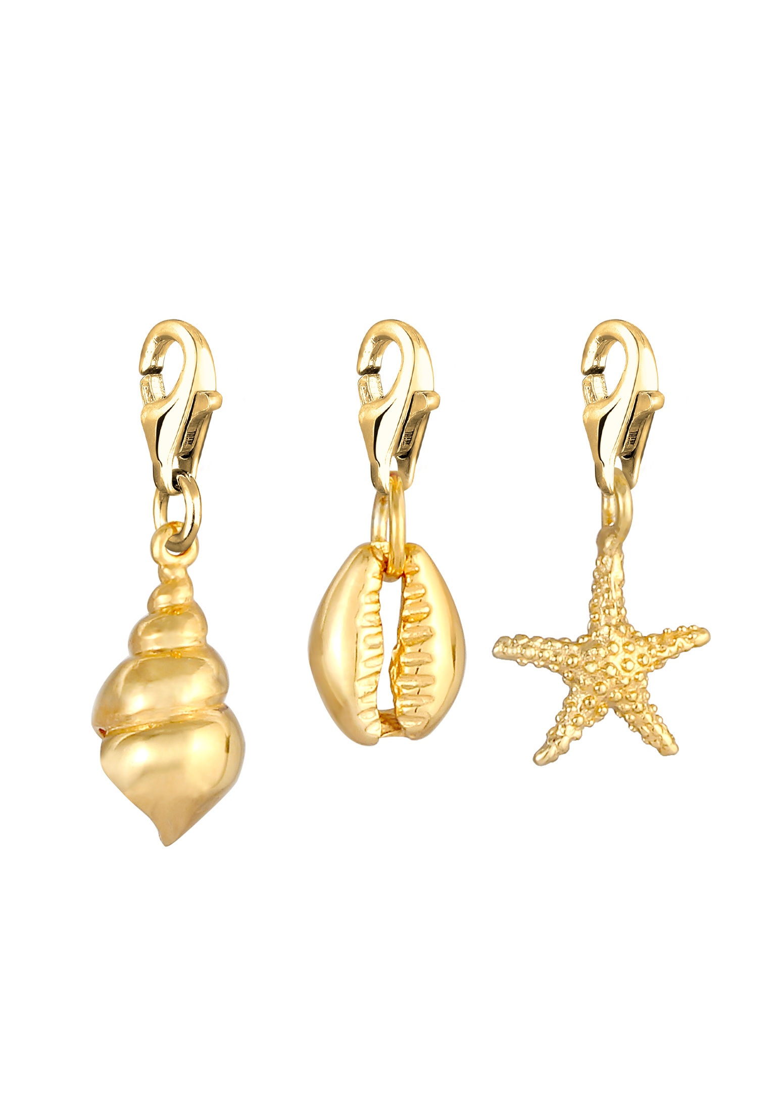 Nenalina Charm-Einhänger »Charm Seestern Muschel Strand Meer (3 tlg) 925 Silber«