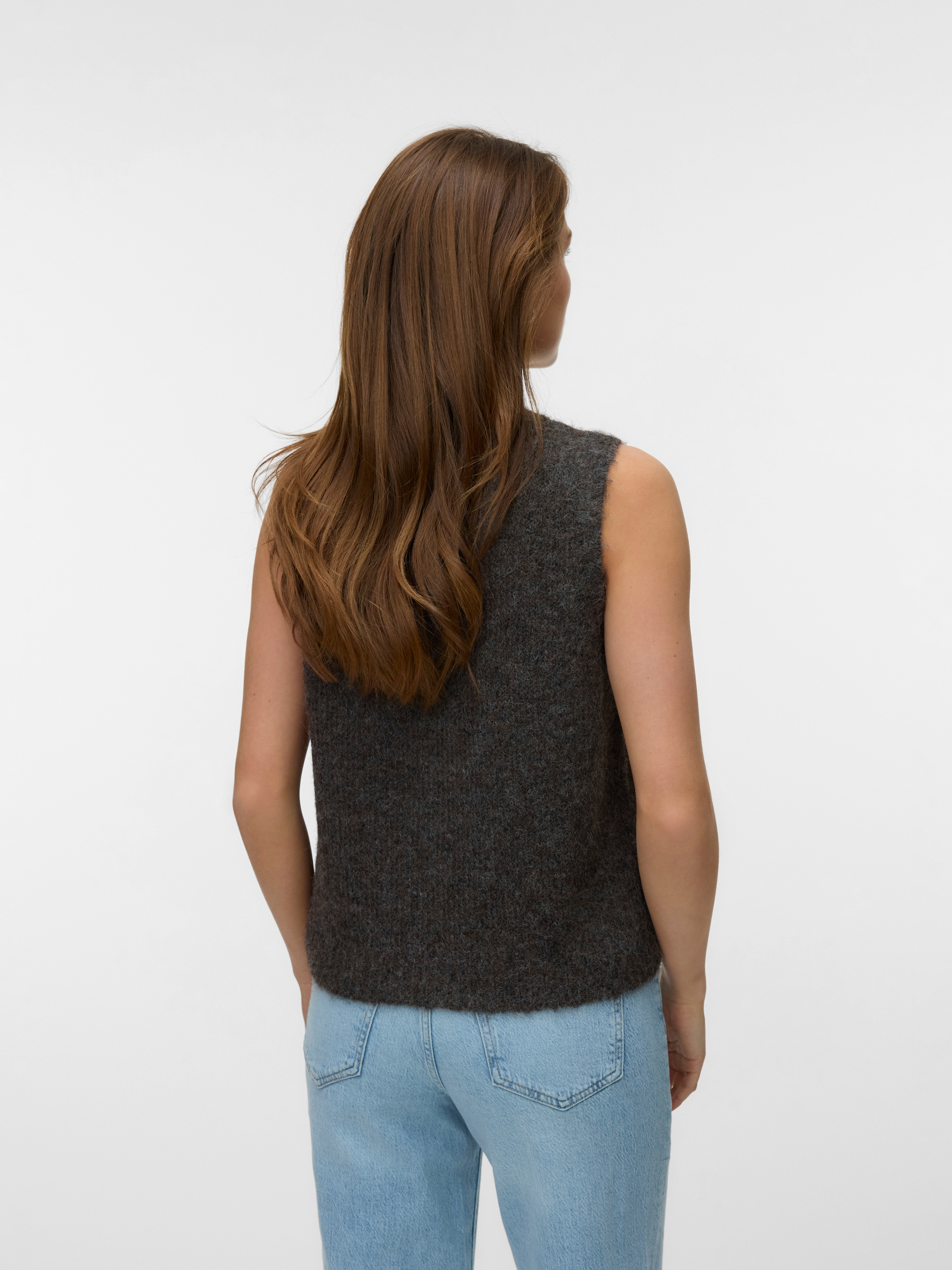 Vero Moda Strickweste »VMNOVAH SL O-NECK BUTTON VEST NOOS« Materialmix, loose fit