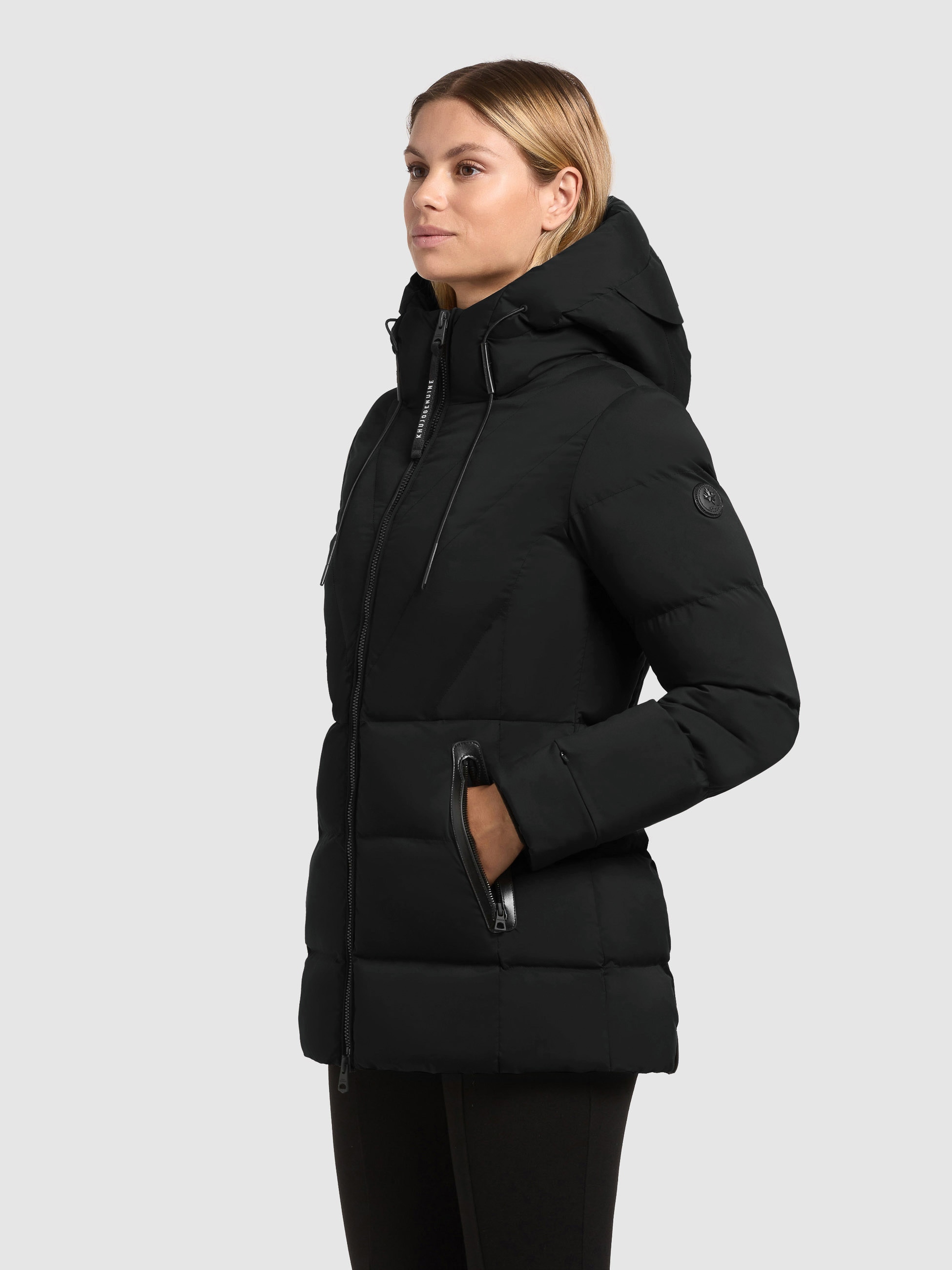 khujo Steppjacke »RABB« mit Kapuze Applikationen aus Lederimitat